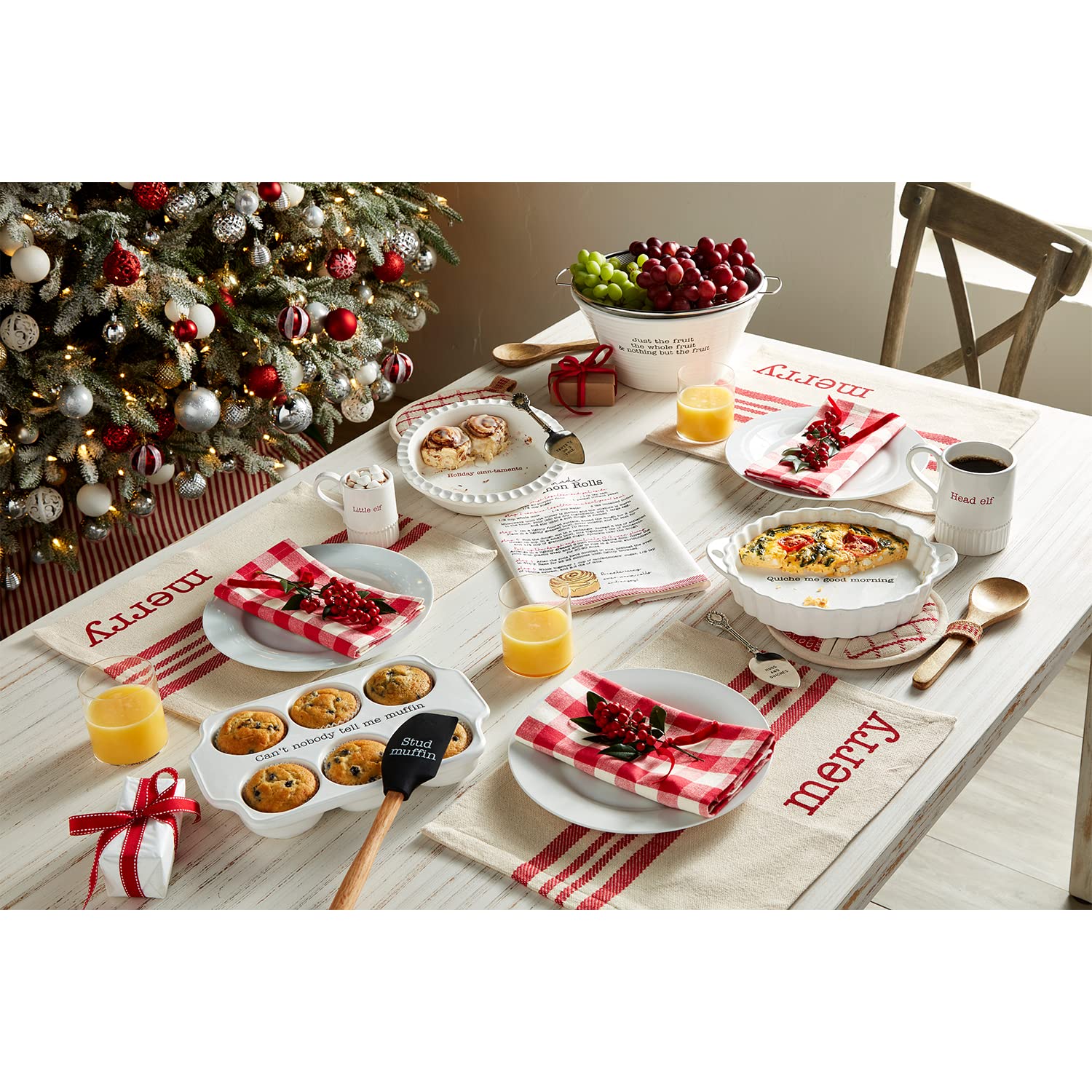 Mud Pie Circa Muffin Tray And Spatula Set, White, 12'' X 8''