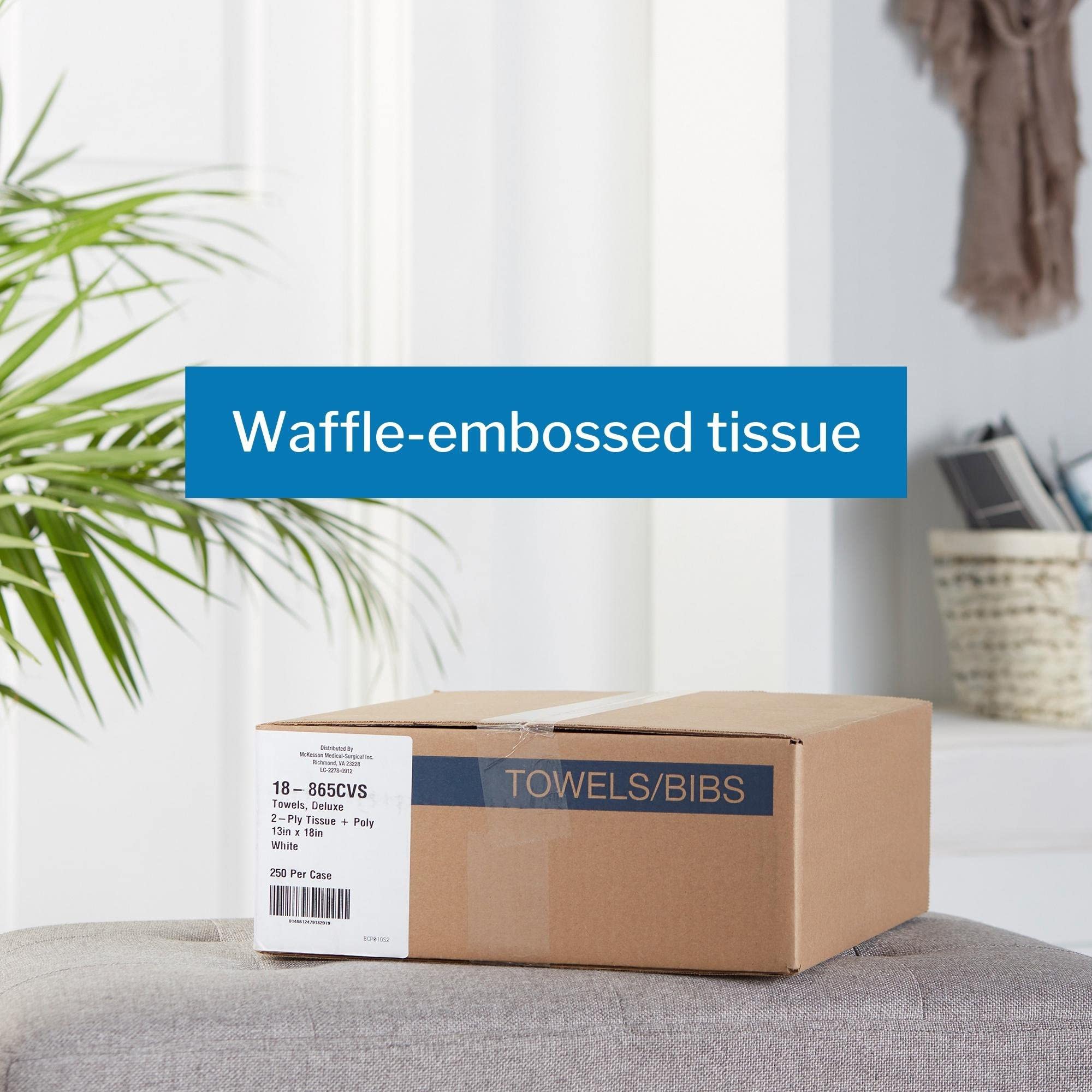 Mckesson Procedure Towels, Disposable - Waffle Embossed, Non-Radiopaque, Non-Sterile, Deluxe 2-Ply Tissue With Polyback - White,