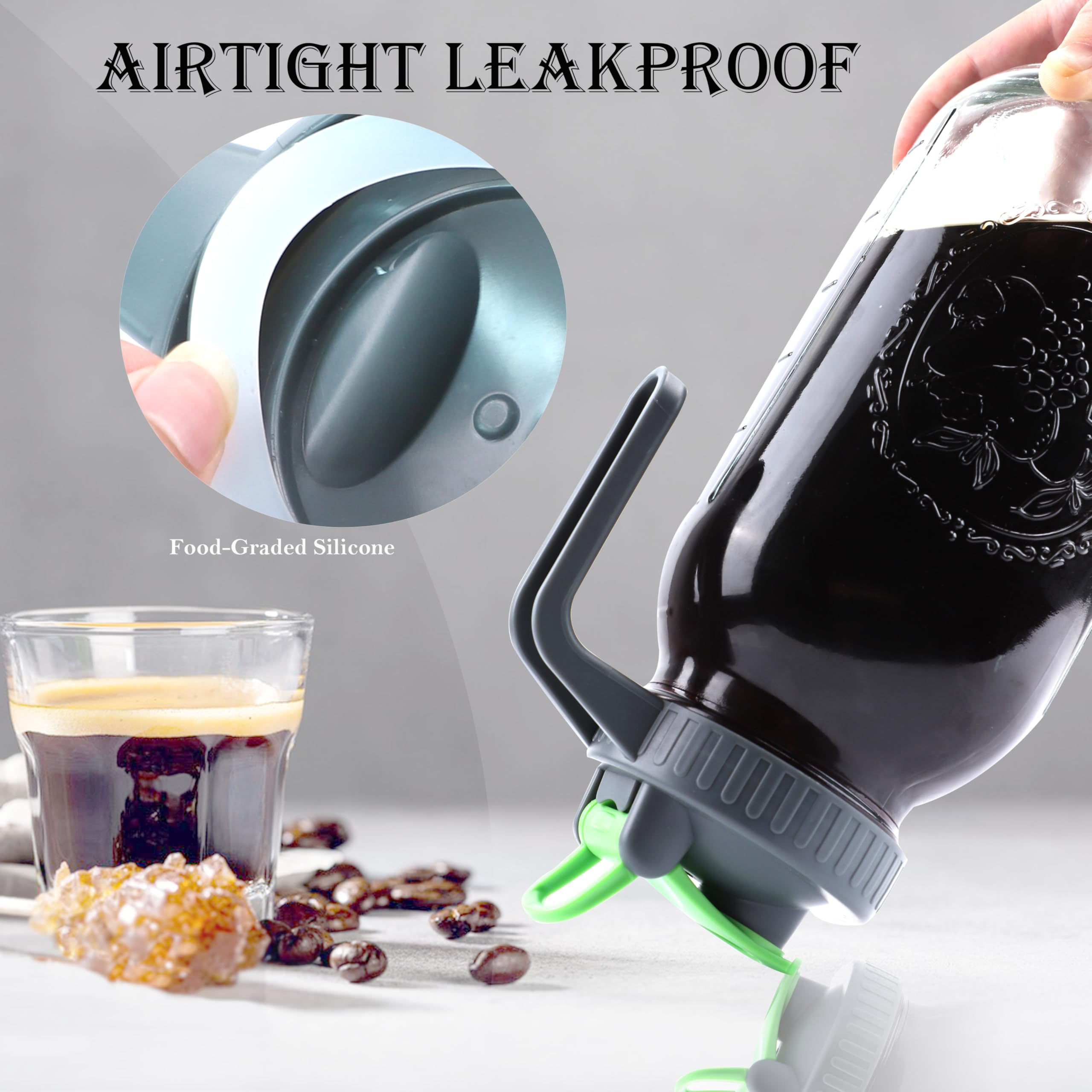 Cold Brew Coffee Maker 64 Oz Mason Jar Iced Tea Pitcher With Strainer 2 Set Half Gallon Glass Pitcher With Spout Lid 2 Quar Wate