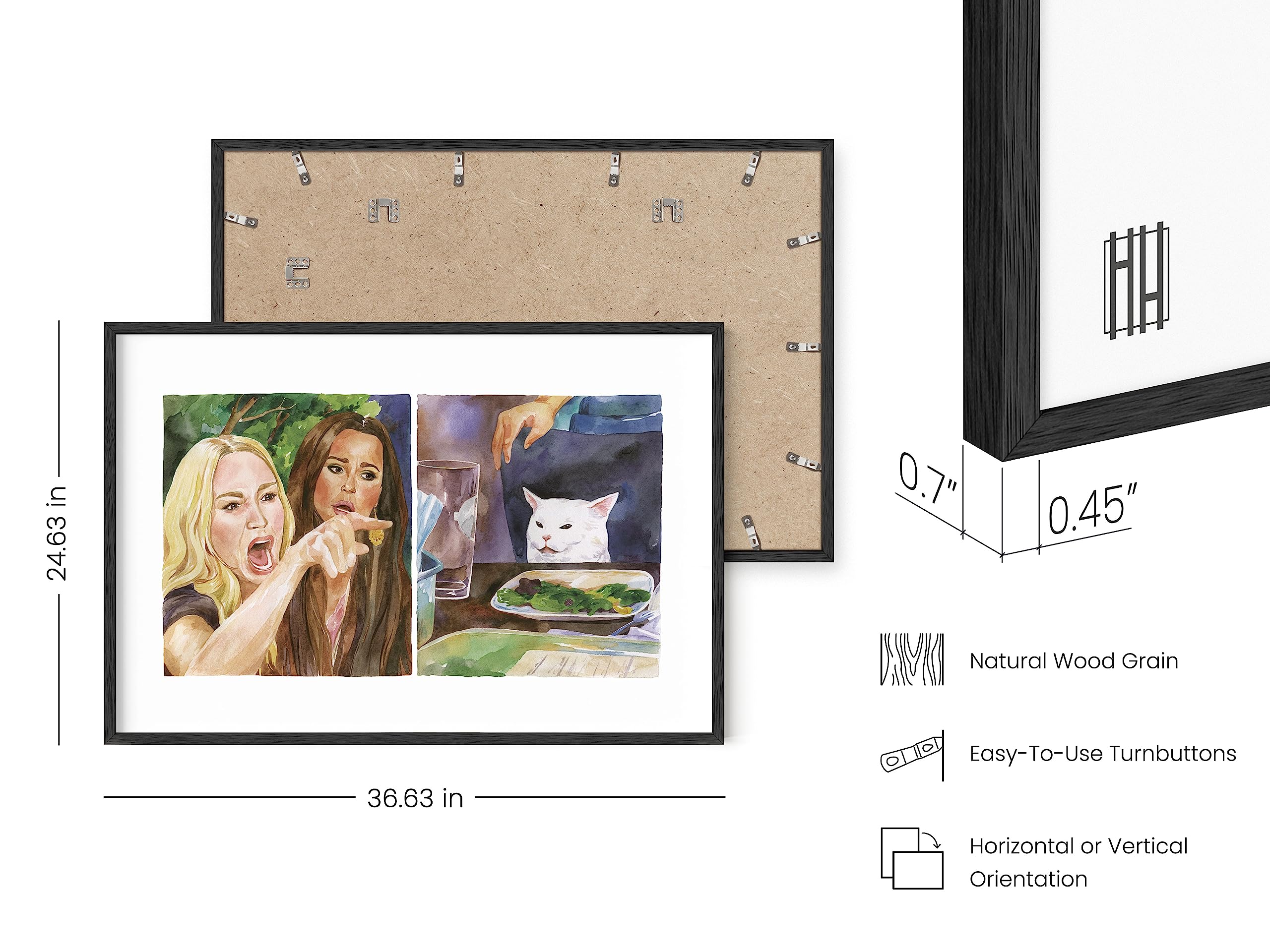 Haus And Hues Framed Meme Wall Art - Cat Meme Canvas Wall Art Funny Wall Decor, Cool Room Decor For Guys, Funny Meme Sign, Cool