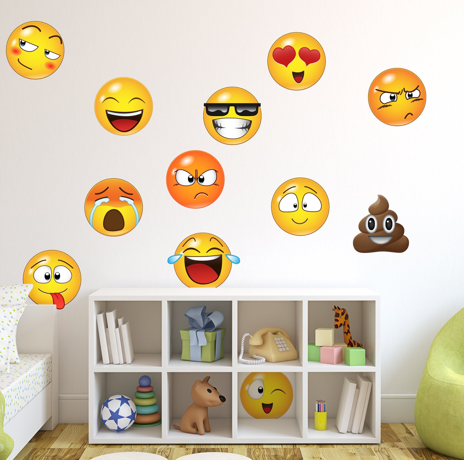 Emoticon Smiling Faces Wall Decal Stickers. #6052 (6 Inch Faces)