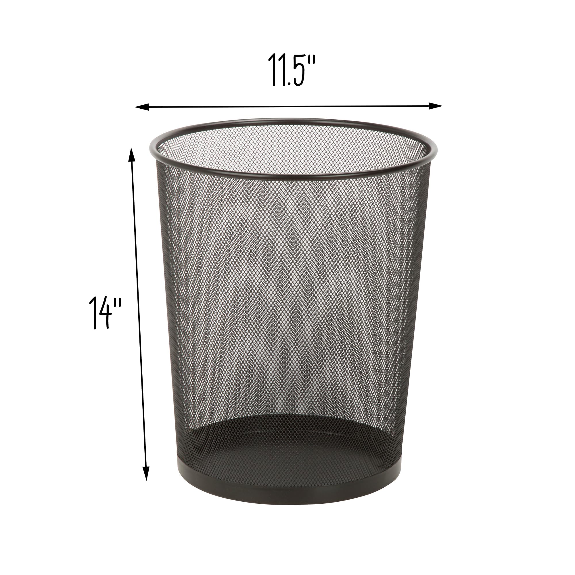 Honey-Can-Do Trs-02102 Steel Mesh Powder-Coated Waste Basket, Black, 18-Liter/4.7-Gallon Capacity, 11.75 X 14-Inches Tall