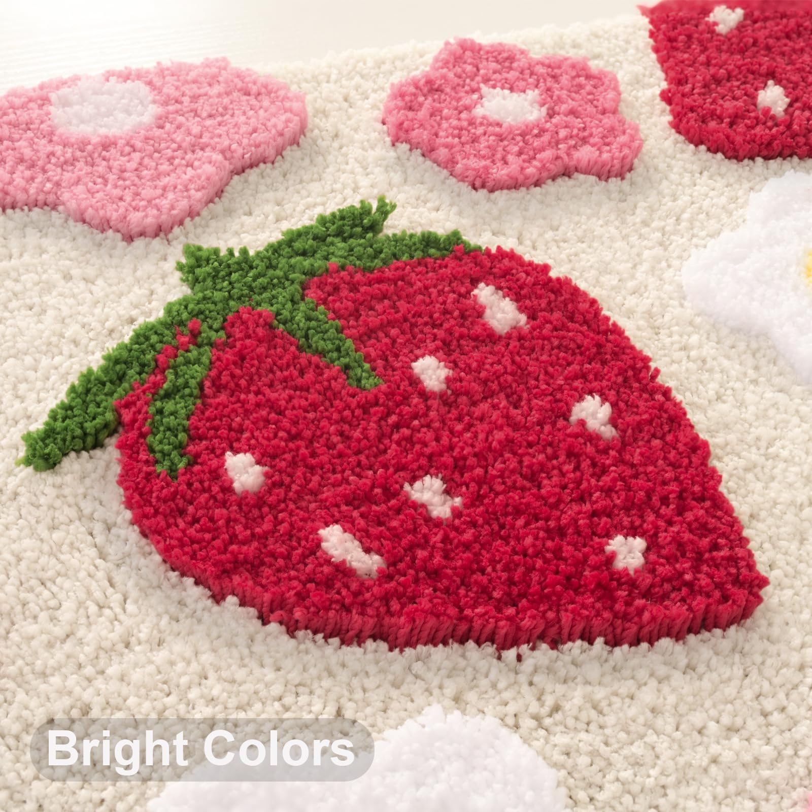Anybar Beige Toilet Rugs U Shaped, Cute Strawberry Flower Bathroom Contour Toilet Mats,Extra Soft Absorbent Toilet Carpet Bathro