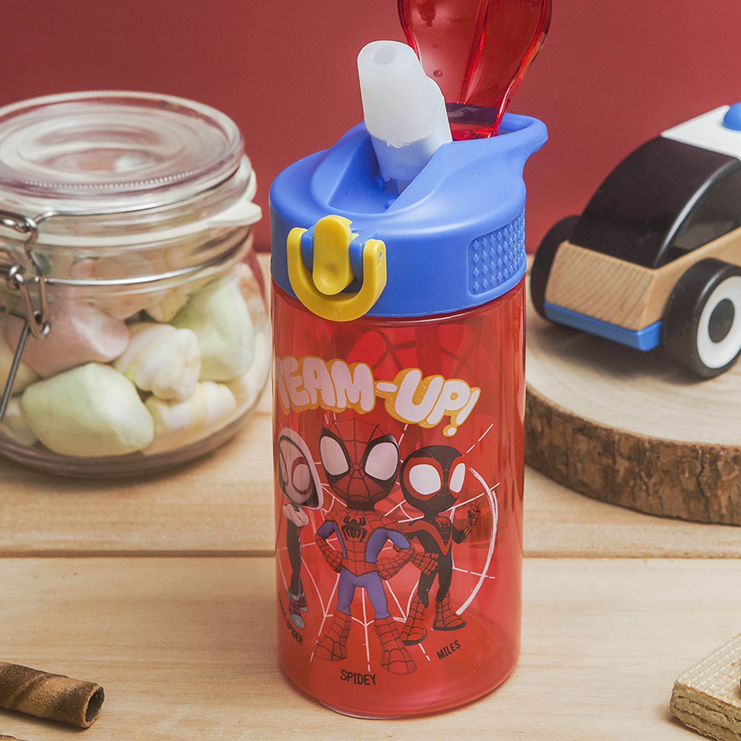 Zak Designs Marvel Spider-Man Kids Water Bottle with Spout Cover and Carrying Loop  Durable Plastic  Leak-Proof Design for Travel (16 oz  2-Pack  Spidey and His Amazing Friends)