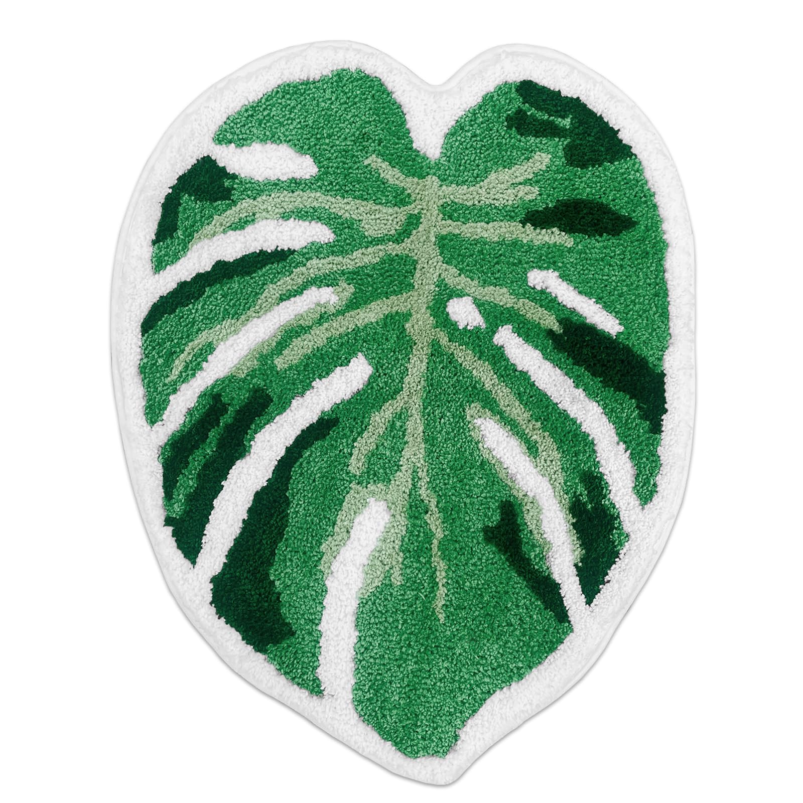 Sisher Leaf Rug Cute Monstera Rug Non Slip Bath Mat Absorbent Monstera Bath Mat Fun Kitchen Or Bathtub Rugs Green Bath Mat(21''X