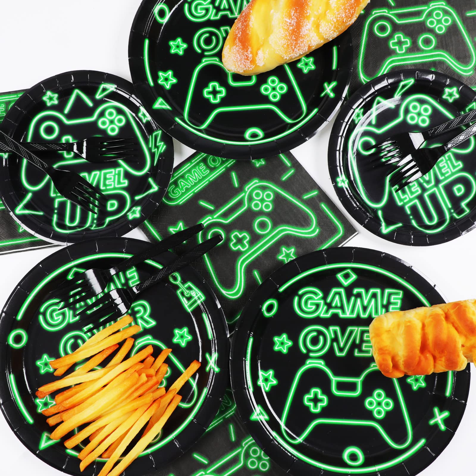 Video Game Party Supplies Gamer Gaming Party Paper Plates Napkins For Boys Kids Birthday Party Decorations, Video Game Tableware