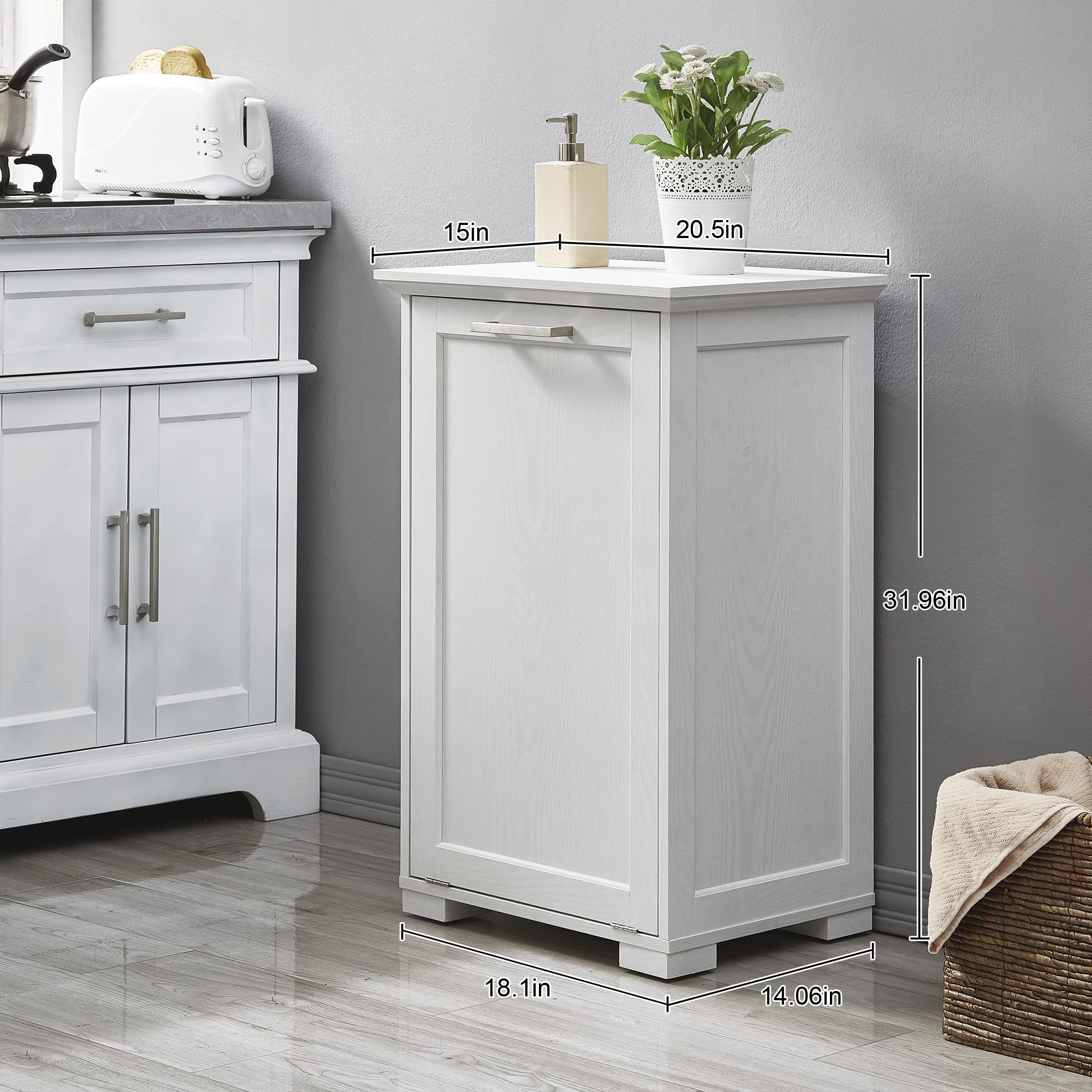 Old Captain Tilt-Out Laundry Sorter Cabinet/Wooden Tilt Out Trash Cabinet, With Negative Ion And Deodorizing Function To Ensure