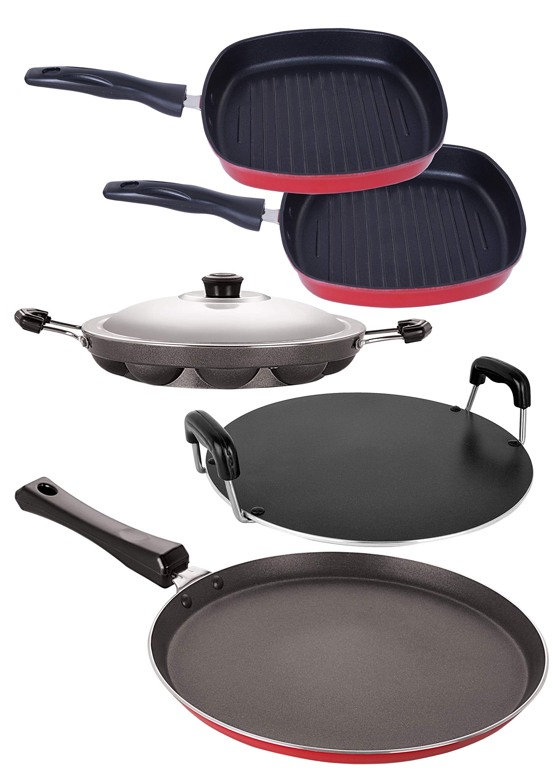 Nirlon NonStick Coated Odor Free 5 Piece Cooking Utensils Combo Set Offer With Lid