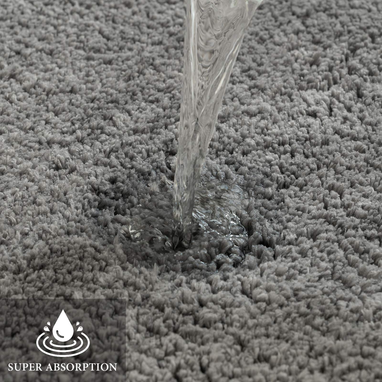 Miulee Gray Small Bathroom Rugs Thick Shaggy Bath Rug Mats For Bathroom Non Slip Absorbent Plush Washable Carpet Living Room Bed