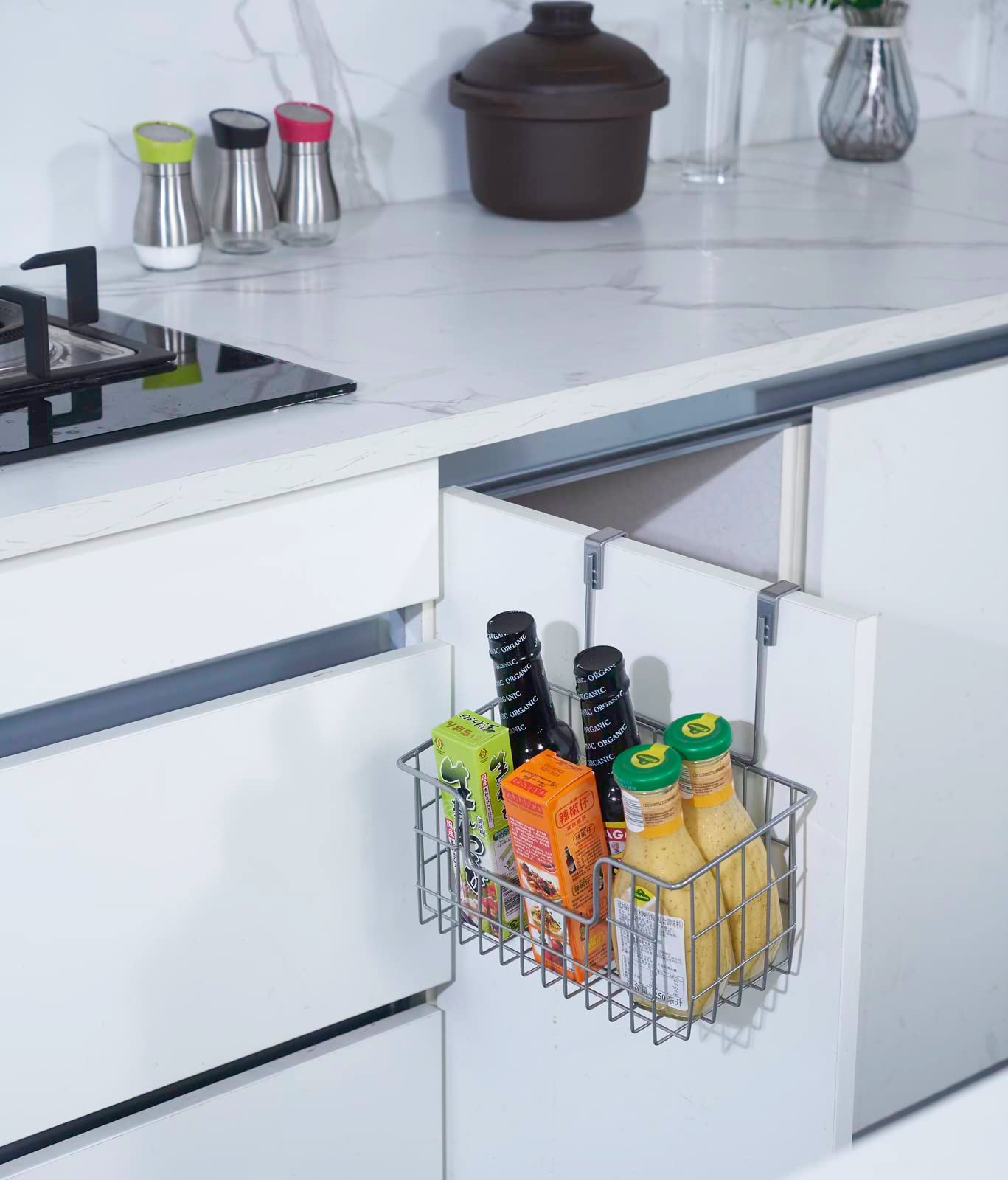 2 Pack The Cabinet Door Organizer,Hanging Wall Mount Storage Wire Basket, Grid Storage Basket For Kitchen,Cabinet,Bathroom,Pantr