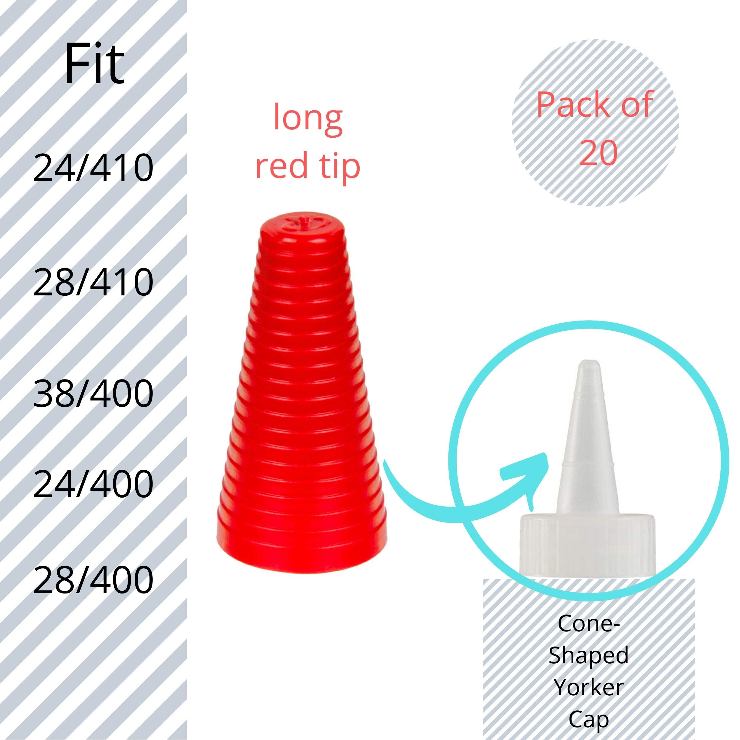 Kelkaa Long Red Tips for Yorker Spout Caps  Replacement Sealer Tips (Pack of 20)
