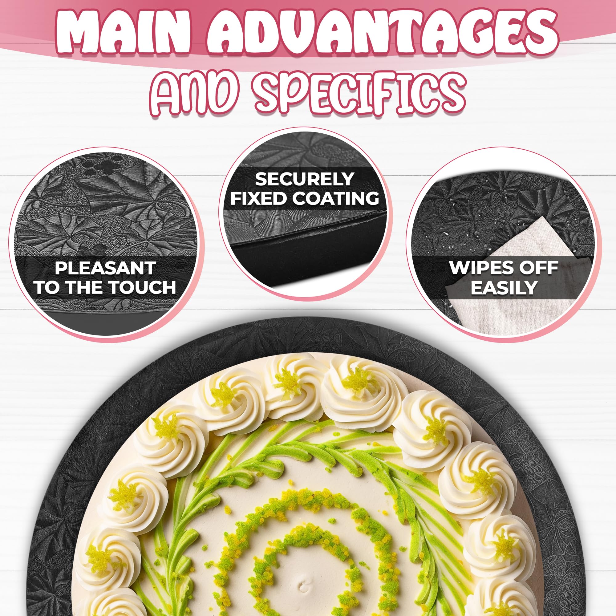 Black Cake Board 12 Inch - Black Cake Drum Cake Boards 12 Inch Round Base For Cake Decorating Practice Board Reusable Cake Board