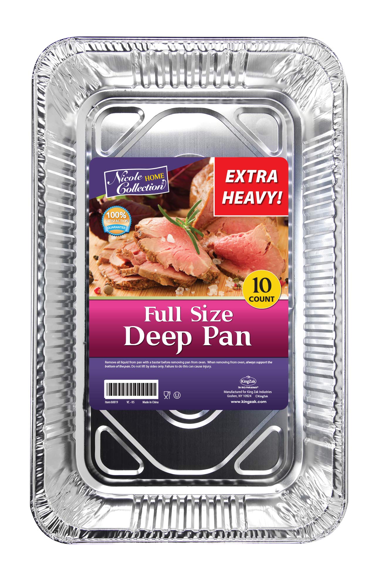 Aluminum Pans Full Size, Large Disposable Roasting & Baking Pan, 21''X13'' Deep Foil Pans (10 Pack) Extra Heavy Duty Chafing Tra