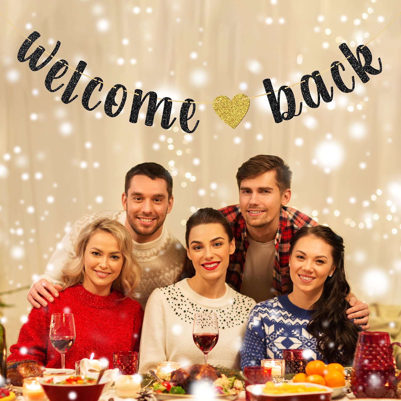 Webenison Glitter Welcome Back Banner, Returning Home Party Supplies, Happy Retirement Sign, Welcome Home Theme, Back To School