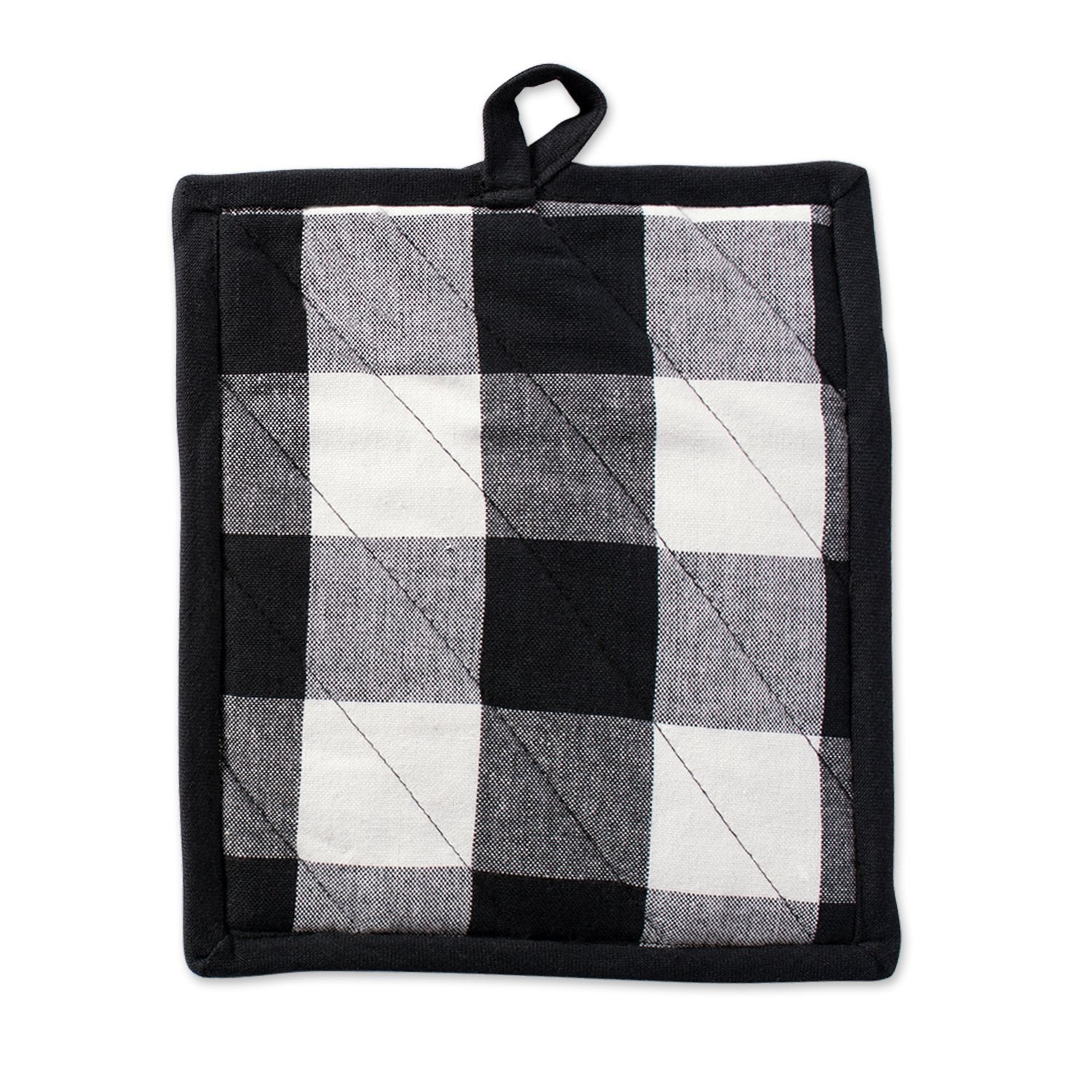 Dii Buffalo Check Kitchen Collection, Classic Farmhouse Kitchen Set, Potholder, Black & White, 2 Piece