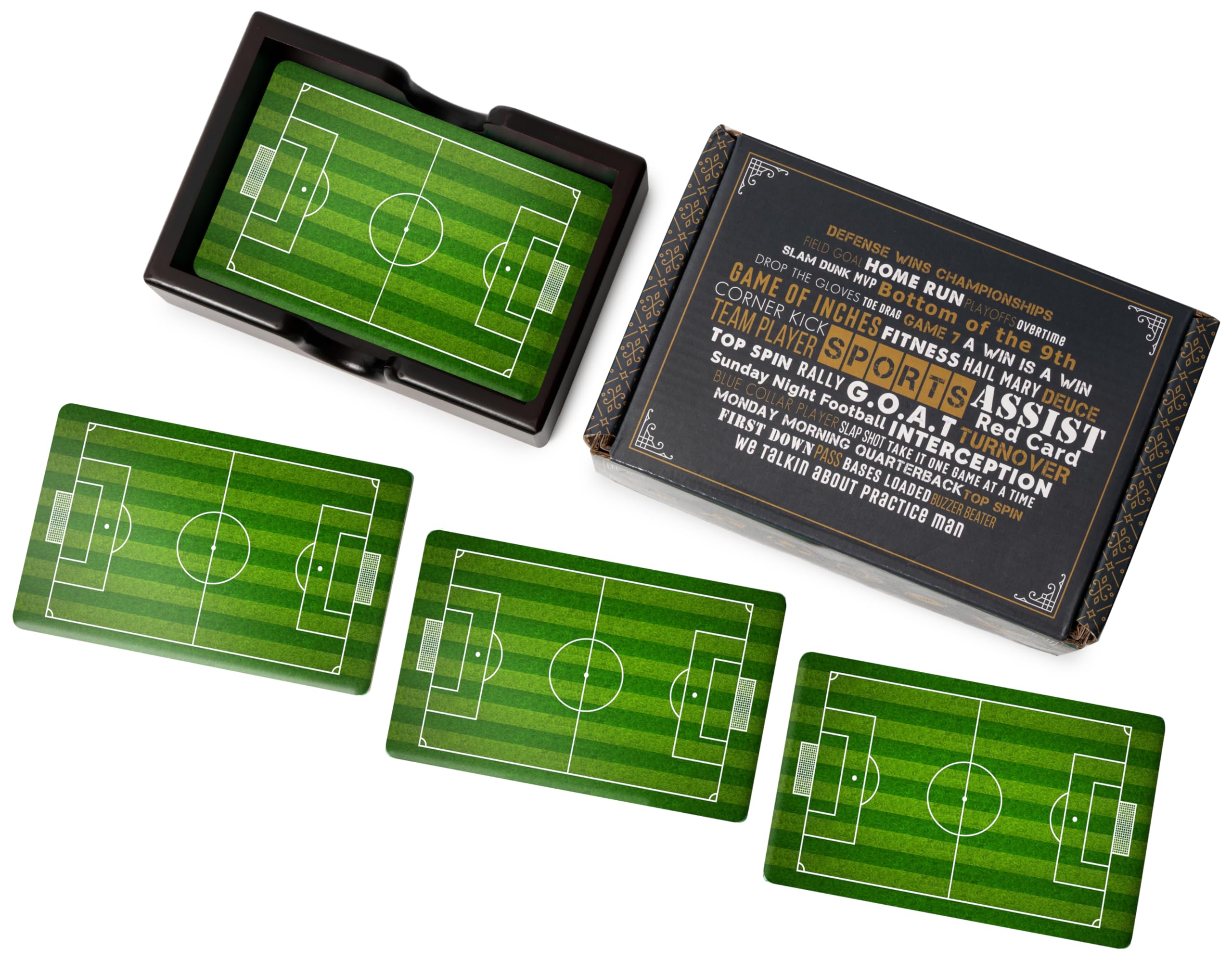 Soccer Field Ceramic Coasters With Holder. Absorbent Coaster For Drinks, Coaster Set, Table Coaster. Gift For Men, Football Deco