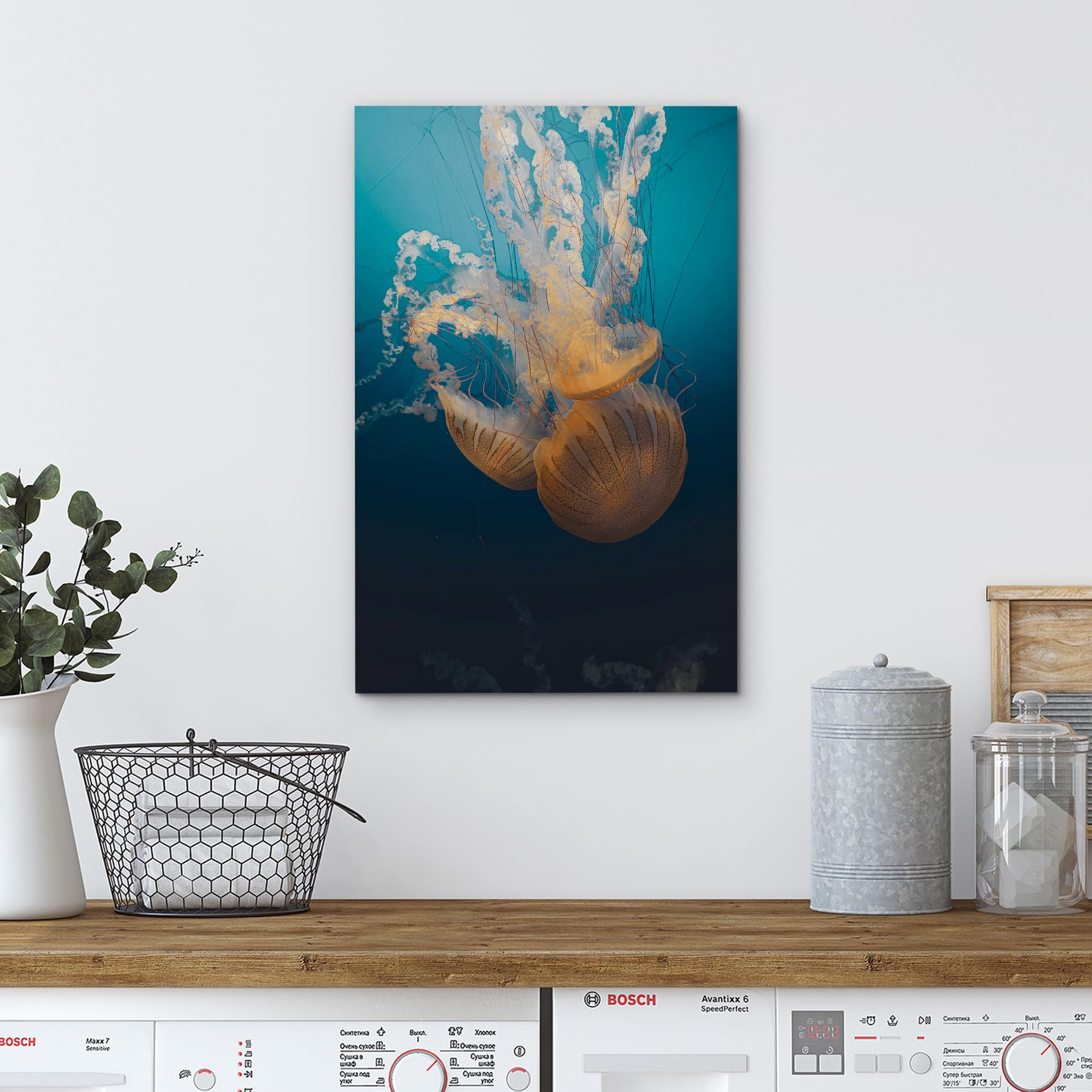Wall26 Canvas Print Wall Art Jellyfish Floating In Deep Blue Ocean Animals Photography Realism Rustic Scenic Landscape Wildernes