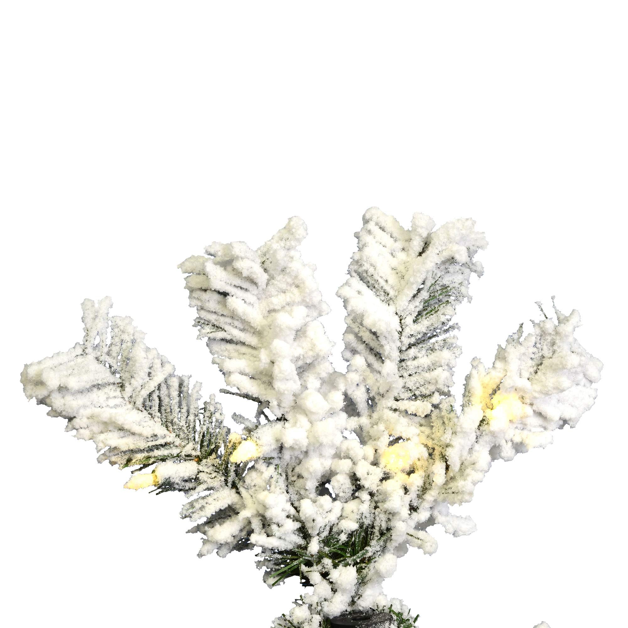 Vickerman 9.5' Flocked Pacific Pencil Artificial Christmas Tree, Warm White LED Lights - Lifelike Indoor Seasonal Home Decor - M