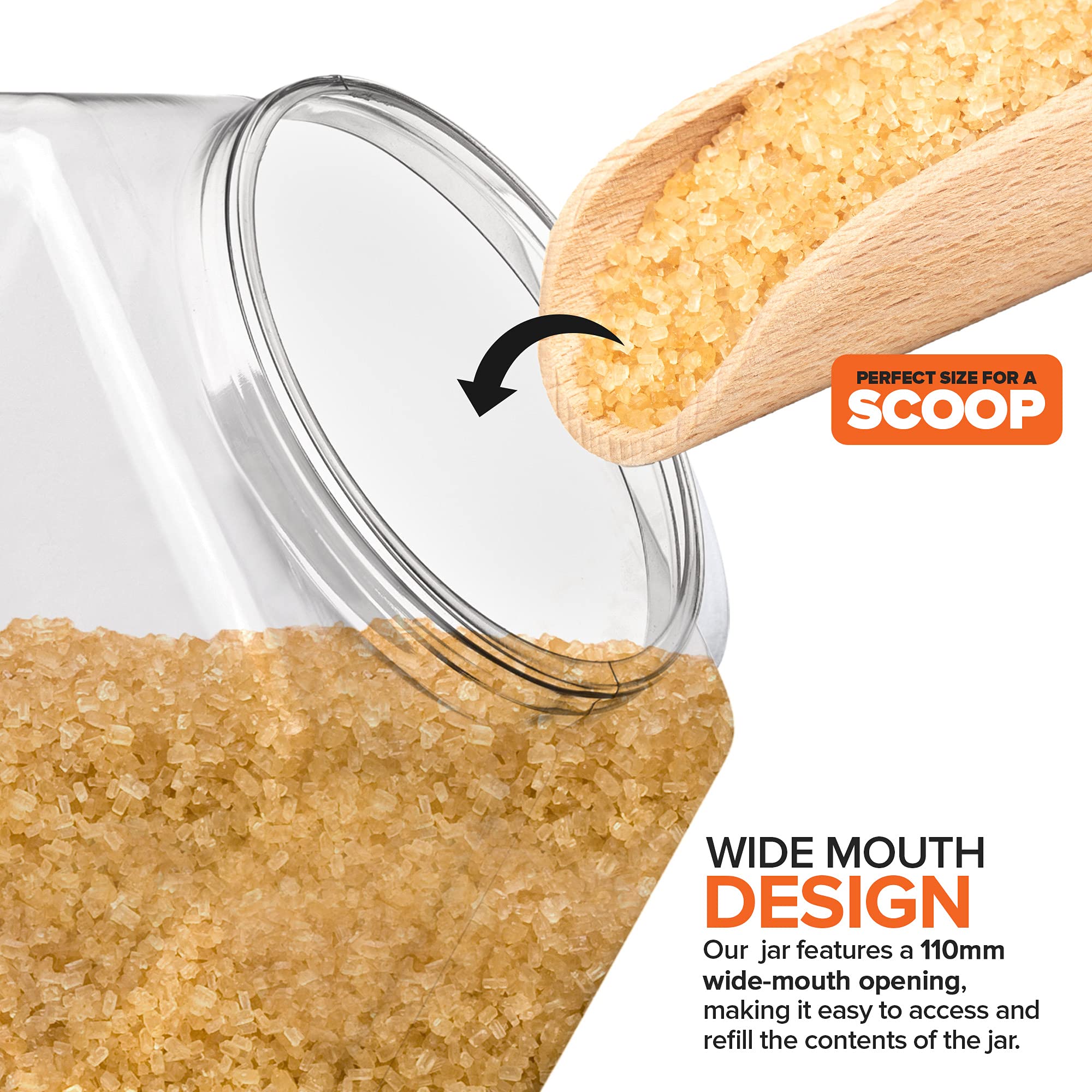 129 Oz Hexagon Cookie Jars With Lids ( 2 Pack) Wide Mouth Plastic Jars With Lid Reusable & Recyclable Shatterproof Jars Clear Pl