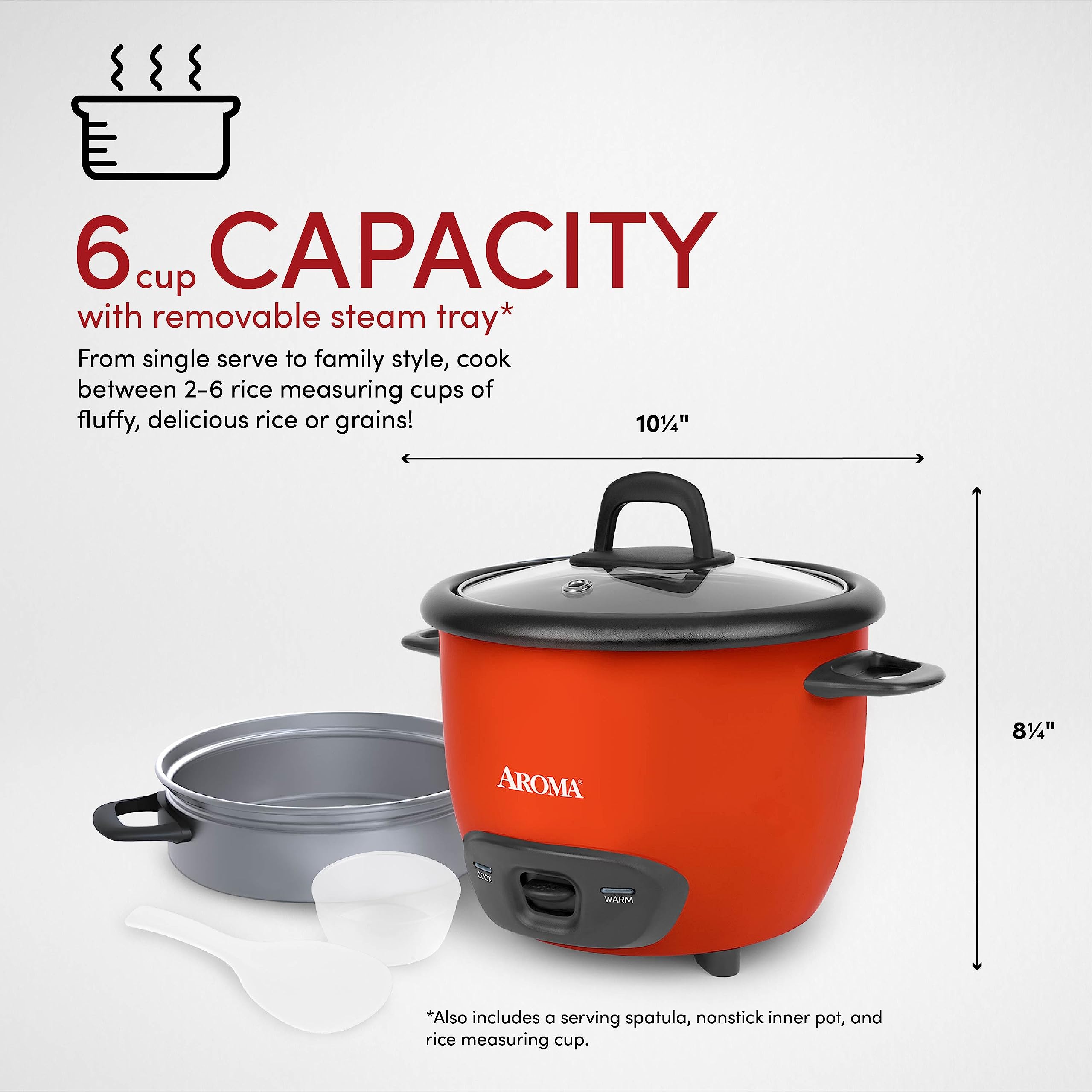 AROMA 3-Cup (UnCooked) / 1.5Qt / 6-Cup Cooked Rice & Grain Cooker (ARC-743-1NGOR)