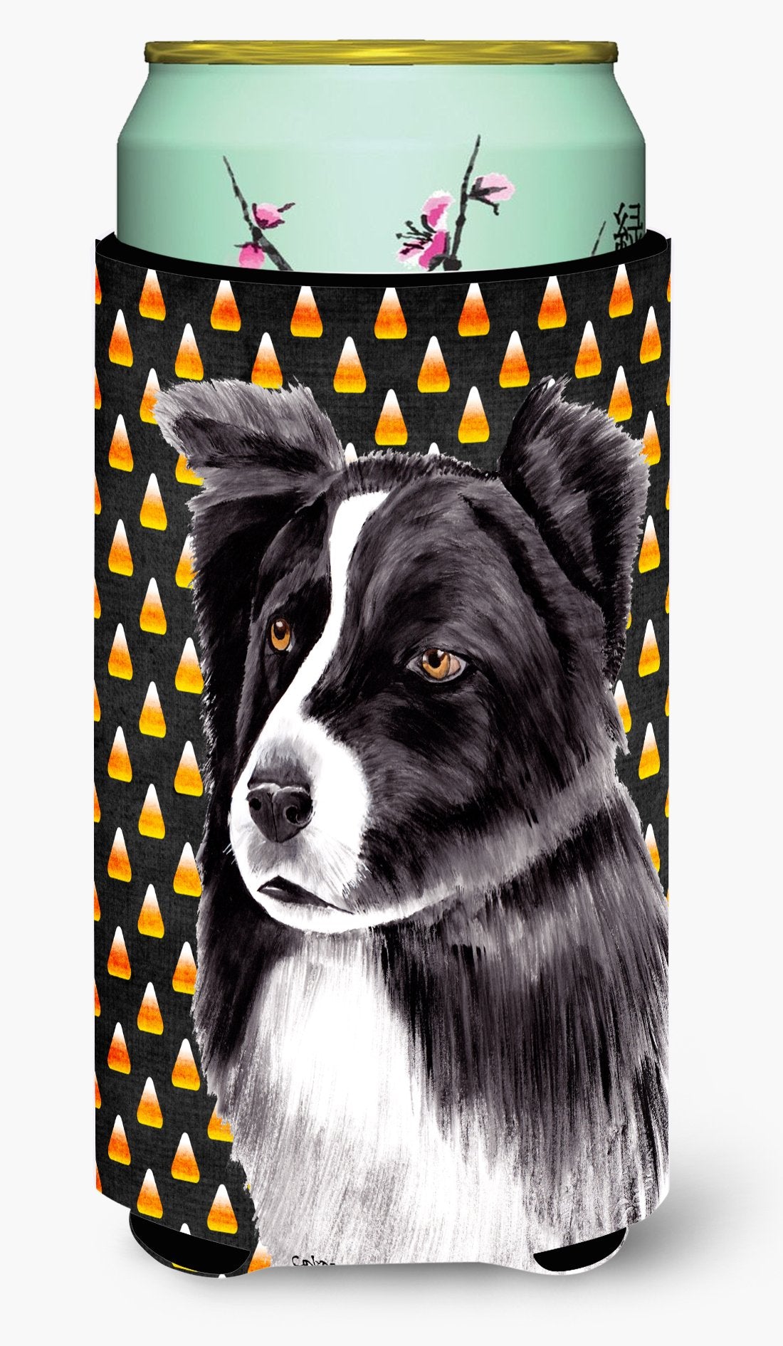 Caroline'S Treasures Sc9177Tbc Border Collie Candy Corn Halloween Portrait Tall Boy Hugger Can Cooler Sleeve Hugger Machine Wash