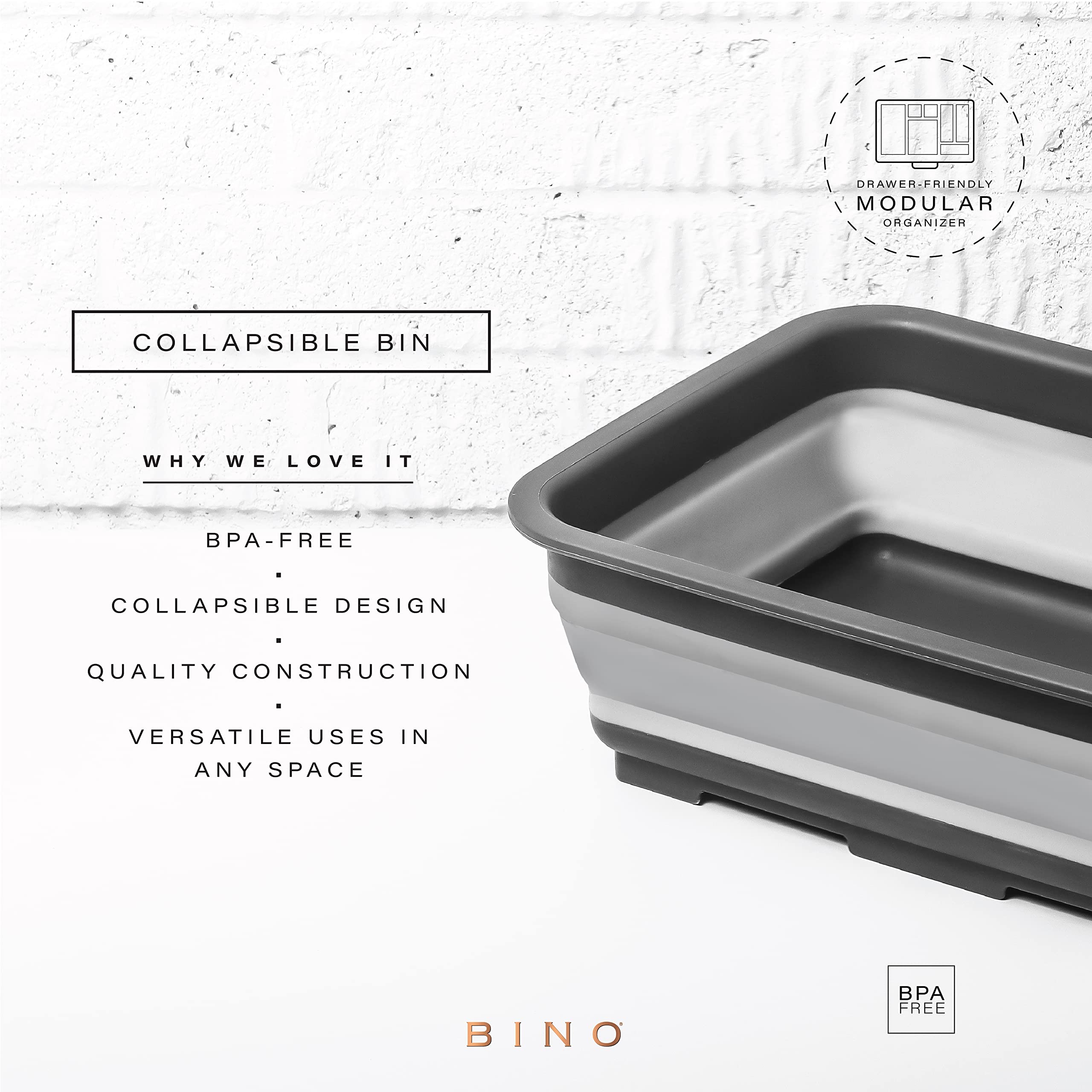 Bino Collapsible Wash Basin - Grey | Portable Dish Tub | Kitchen | Camping | Sink | Home Essentials | Baby Travel | Folding Dish
