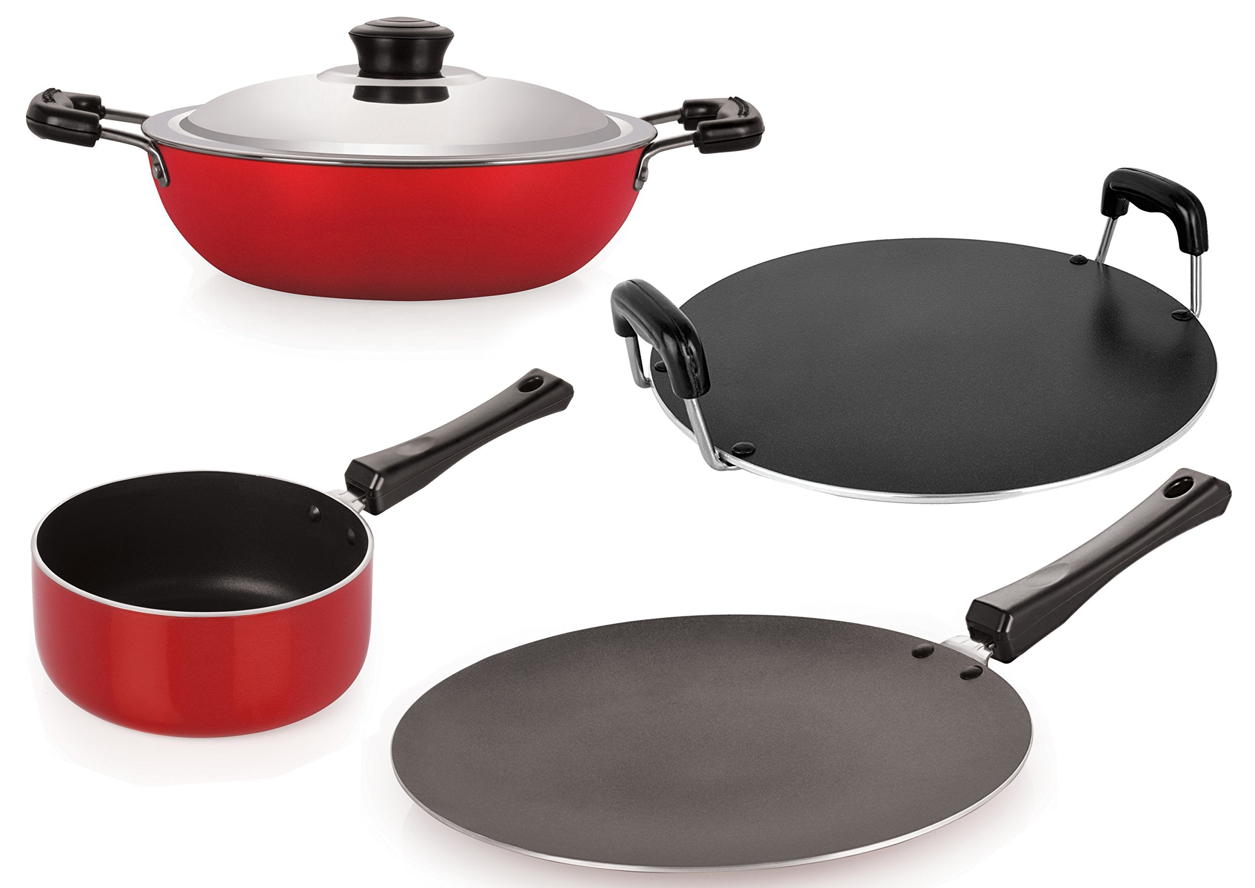 Nirlon NonStick Kitchenware Combo Set Of Tawa, Kadai And Sauce Pan