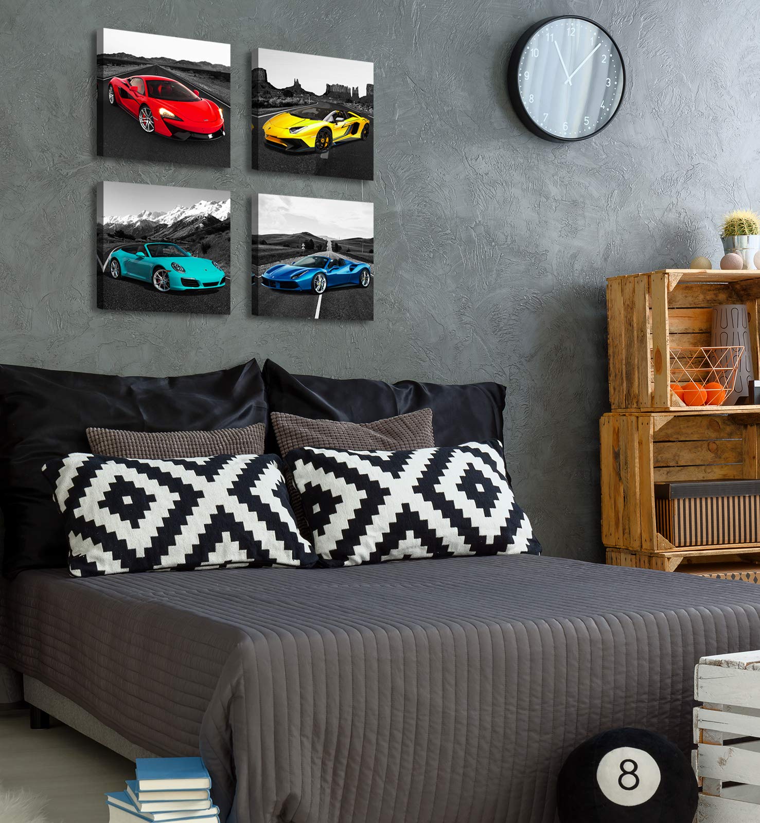 Jiazugo Car Pictures Posters Black And White Wall Decor Art For Teen Boys Room Mens Bedroom Office Canvas Framed Ready To Hang 1