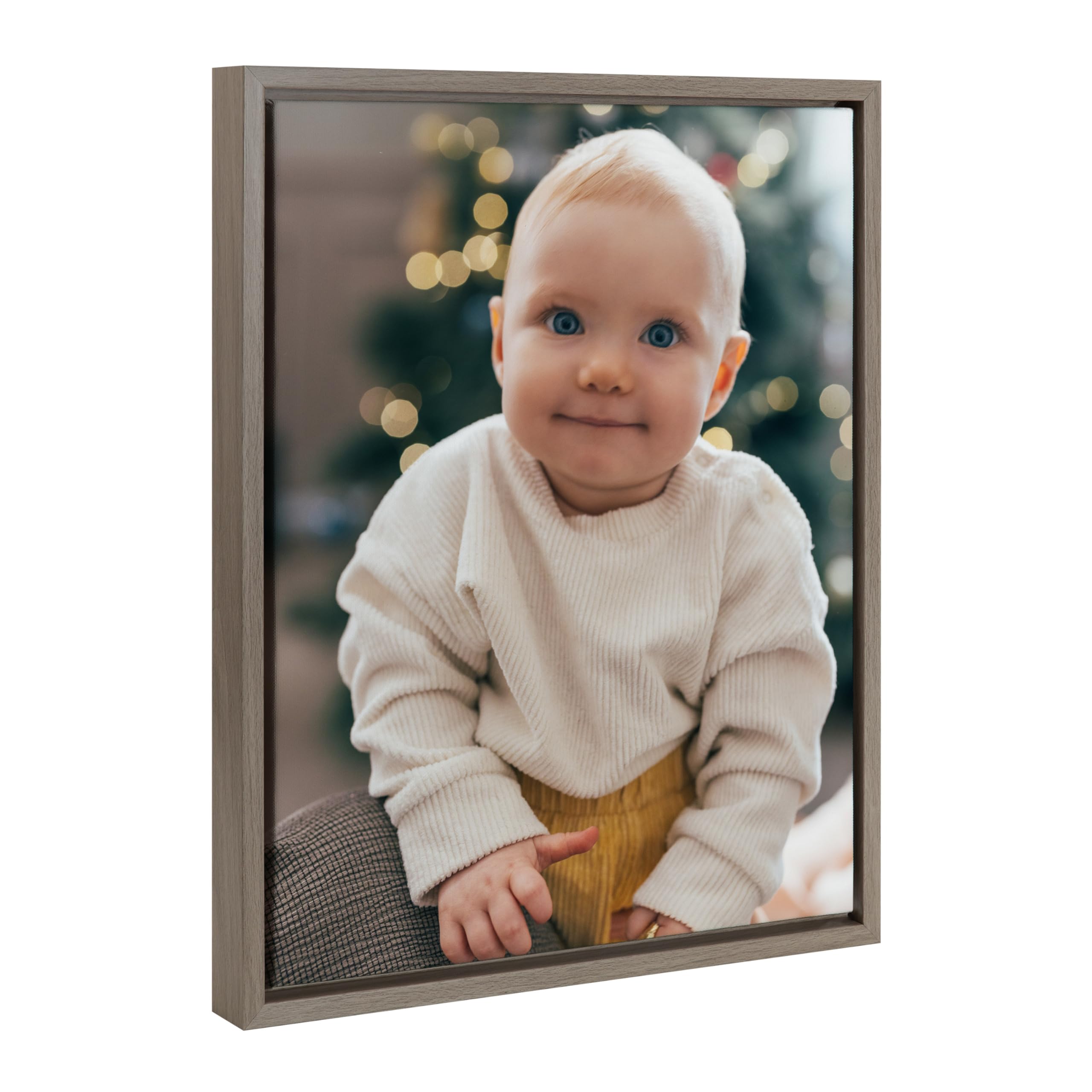 Kate And Laurel Sylvie Custom Printed Framed Canvas Wall Art, 16X20 Gray, Personal Canvas Print With Your Photos For Bedroom Or