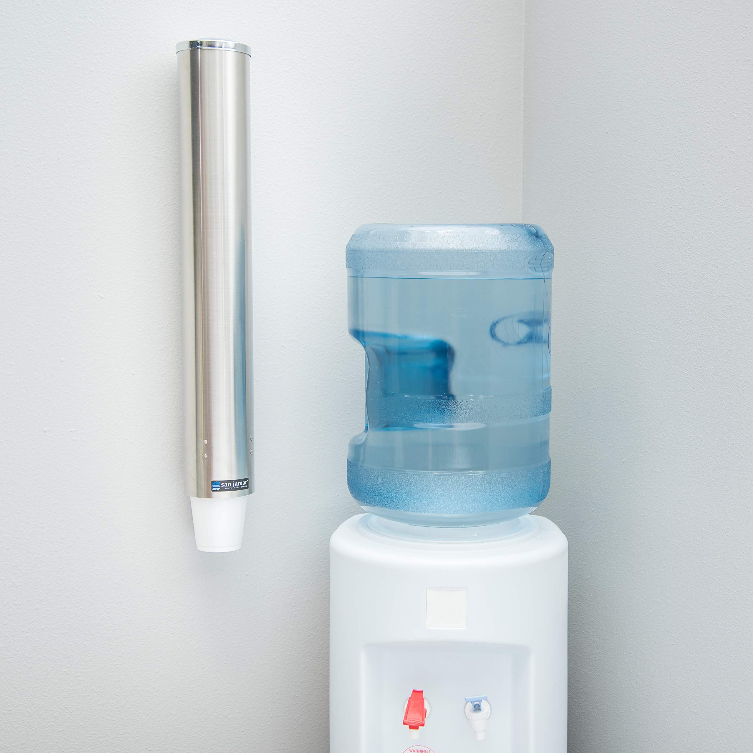 San Jamar Small Pull-Type Cup Dispenser Fits 4-10 Oz Cups With Flip Caps For Restaurants, Dining Halls, And Fast Food, Stainless