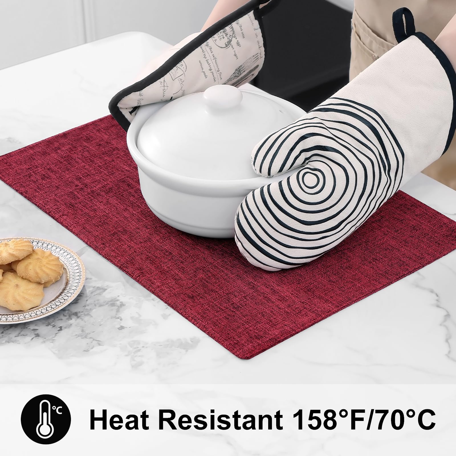 Homing Red Cloth Placemats Set Of 4 - Cotton Linen Blend Washable Farmhouse Dining Table Mats For Christmas, Easy To Clean, 13 X