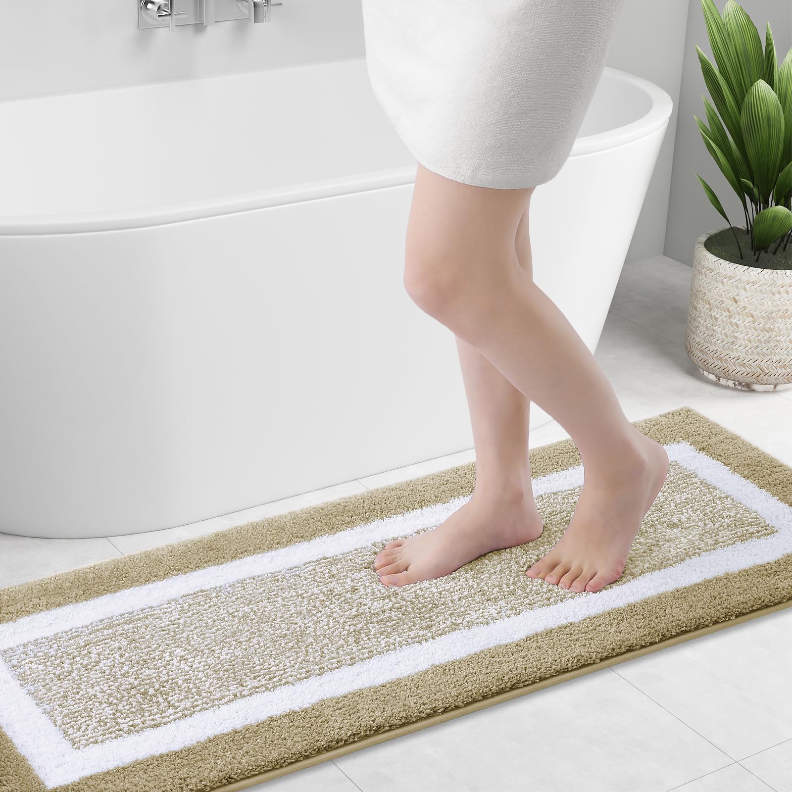Olanly Bathroom Rugs 47X17, Extra Soft And Absorbent Microfiber Bath Mat, Non-Slip, Machine Washable, Quick Dry Shaggy Bath Carp