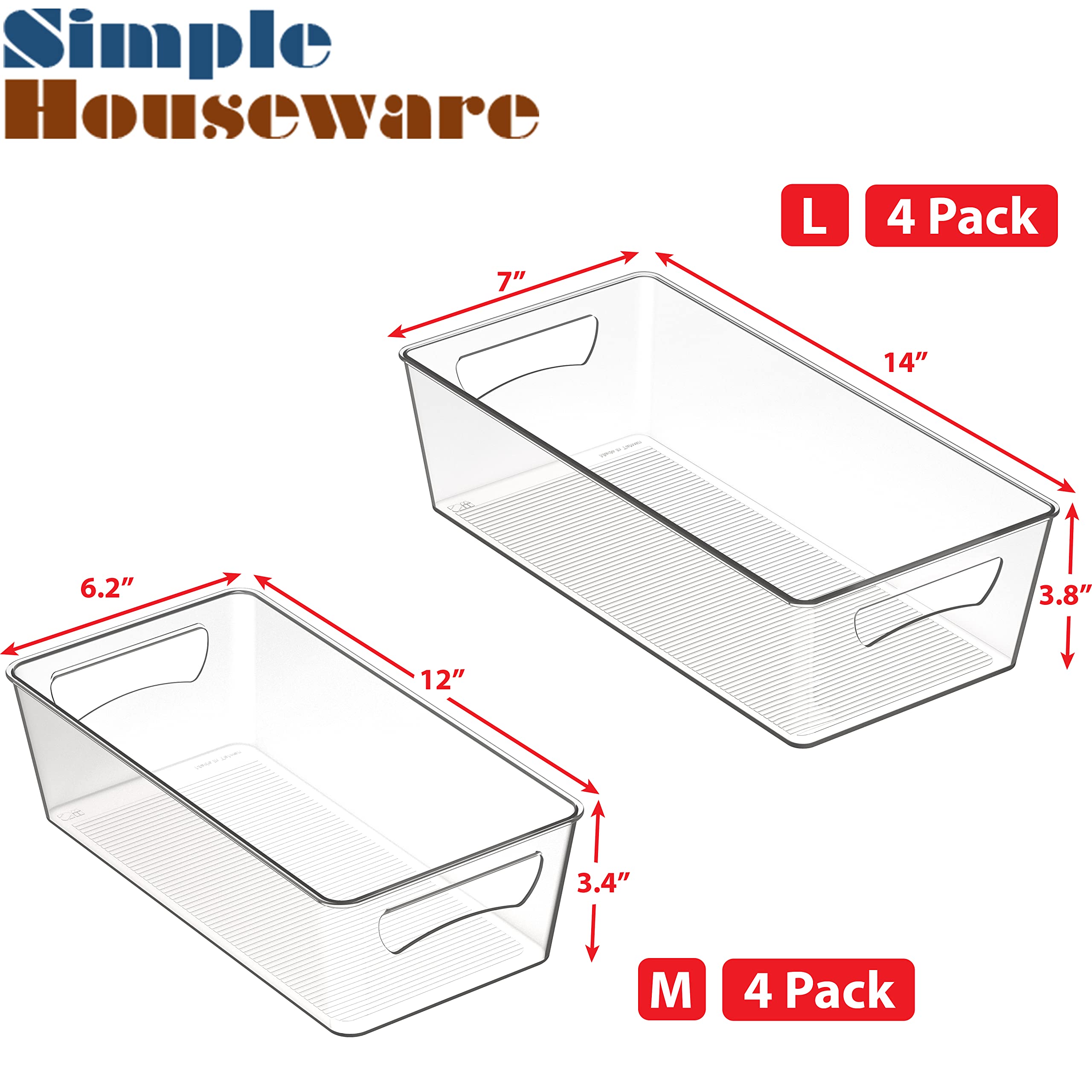Simplehouseware Freezer Storage Organizer, Set Of 8 (4Medium, 4Large)