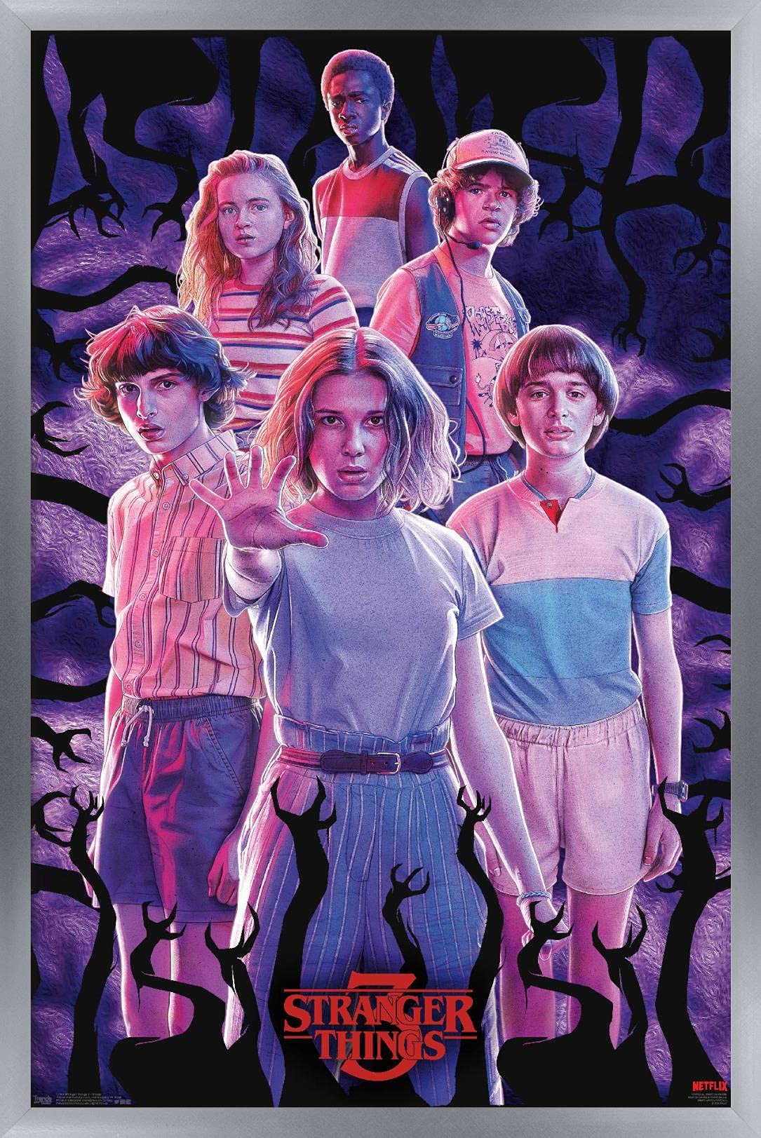 Trends International Netflix Stranger Things: Season 3 - Group Wall Poster, 22.375'' X 34'', Silver Framed Version
