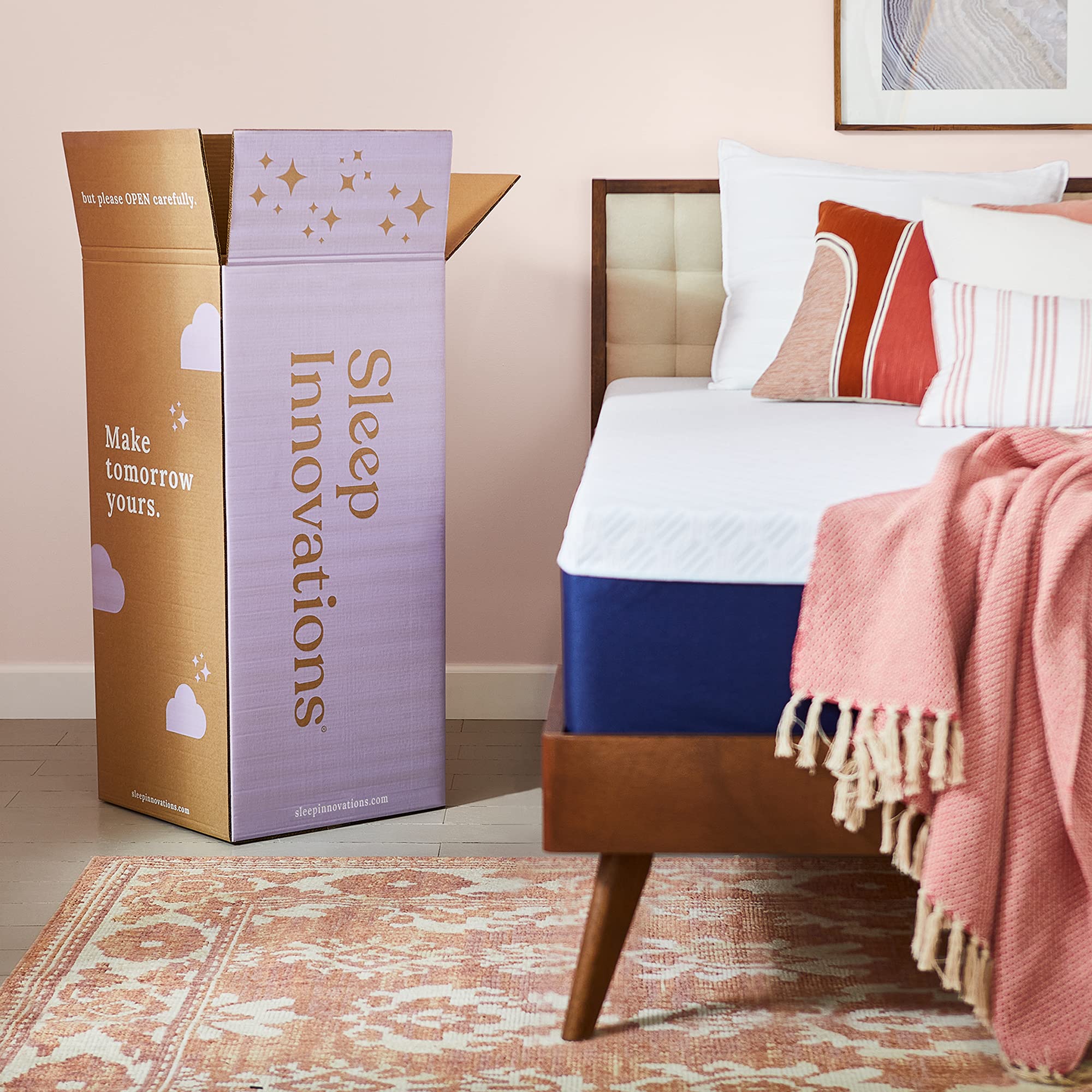 Sleep Innovations Shiloh 14 Inch Memory Foam Mattress with Ventilated Suretemp?Foam for Breathability  Full Size  Bed in a Box  Medium Firm Support White
