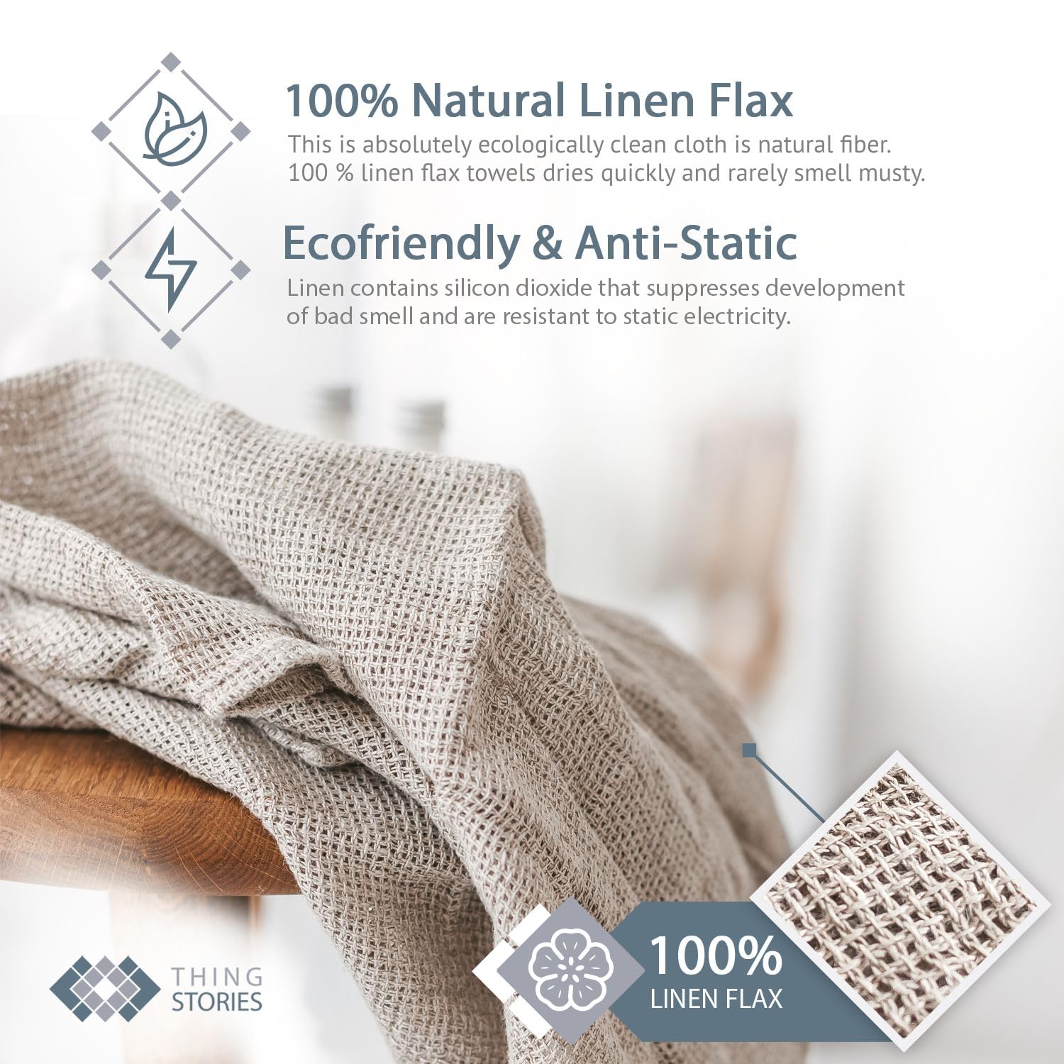 100% Natural Rough Linen Bath Towel - Quick Dry Hair Towel Wrap For Women - Open Weave Thin Lightweight Exfoliating Towel For Sh