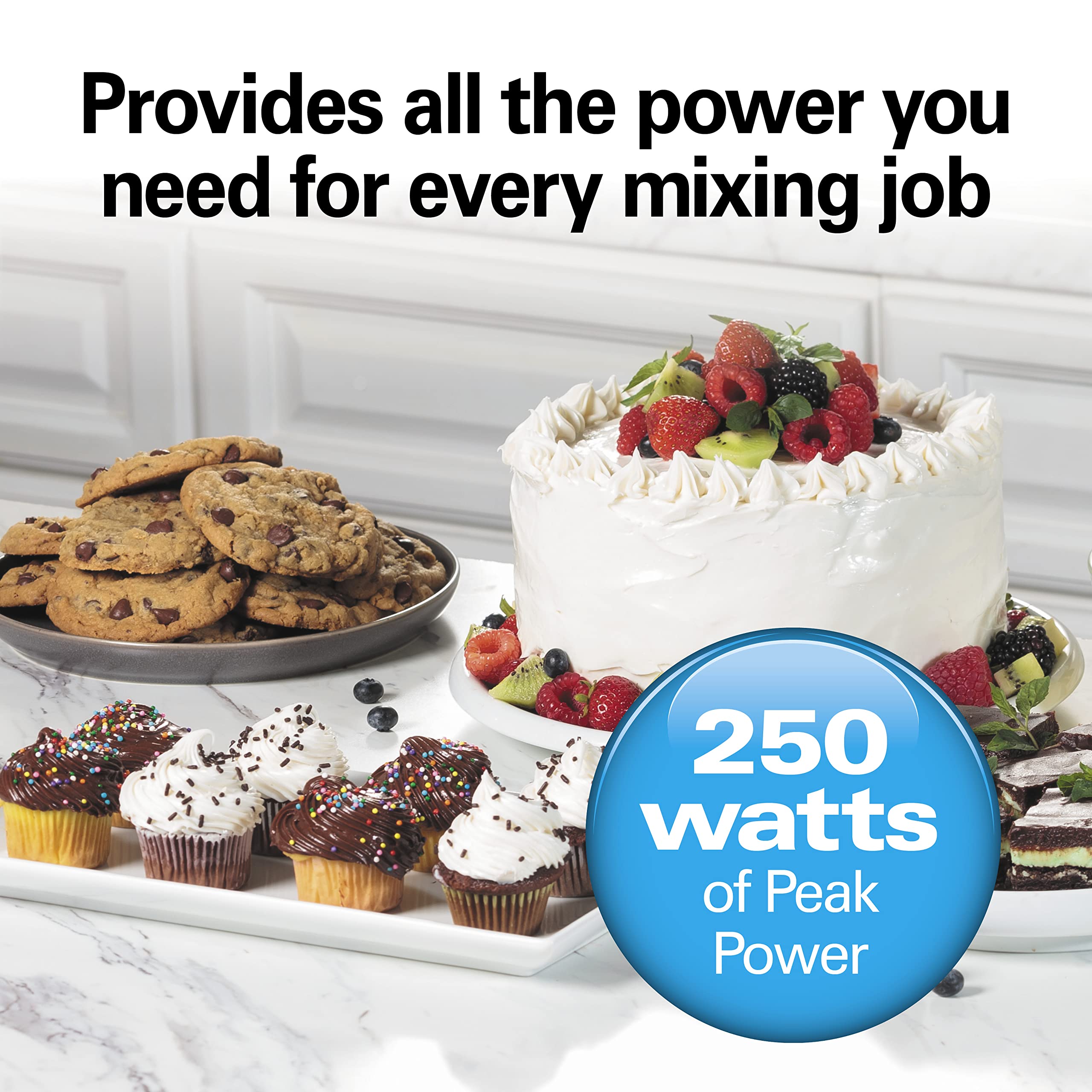 Hamilton Beach 6-Speed Electric Hand Mixer With Whisk, Traditional Beaters, Snap-On Storage Case, 250 Watts, White