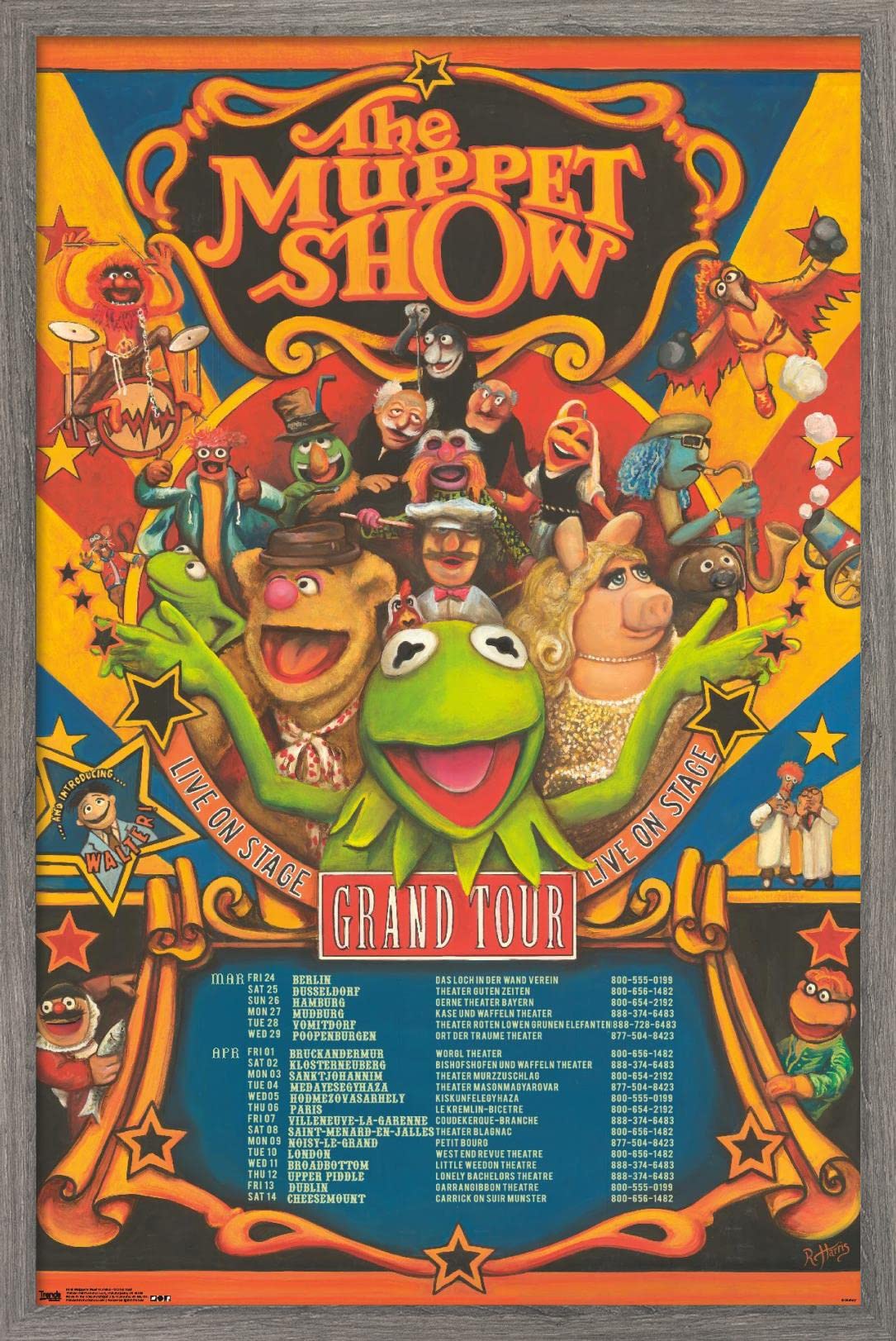 Trends International Disney The Muppets: Most Wanted - Grand Tour Wall Poster, 22.375'' X 34'', Barnwood Framed Version