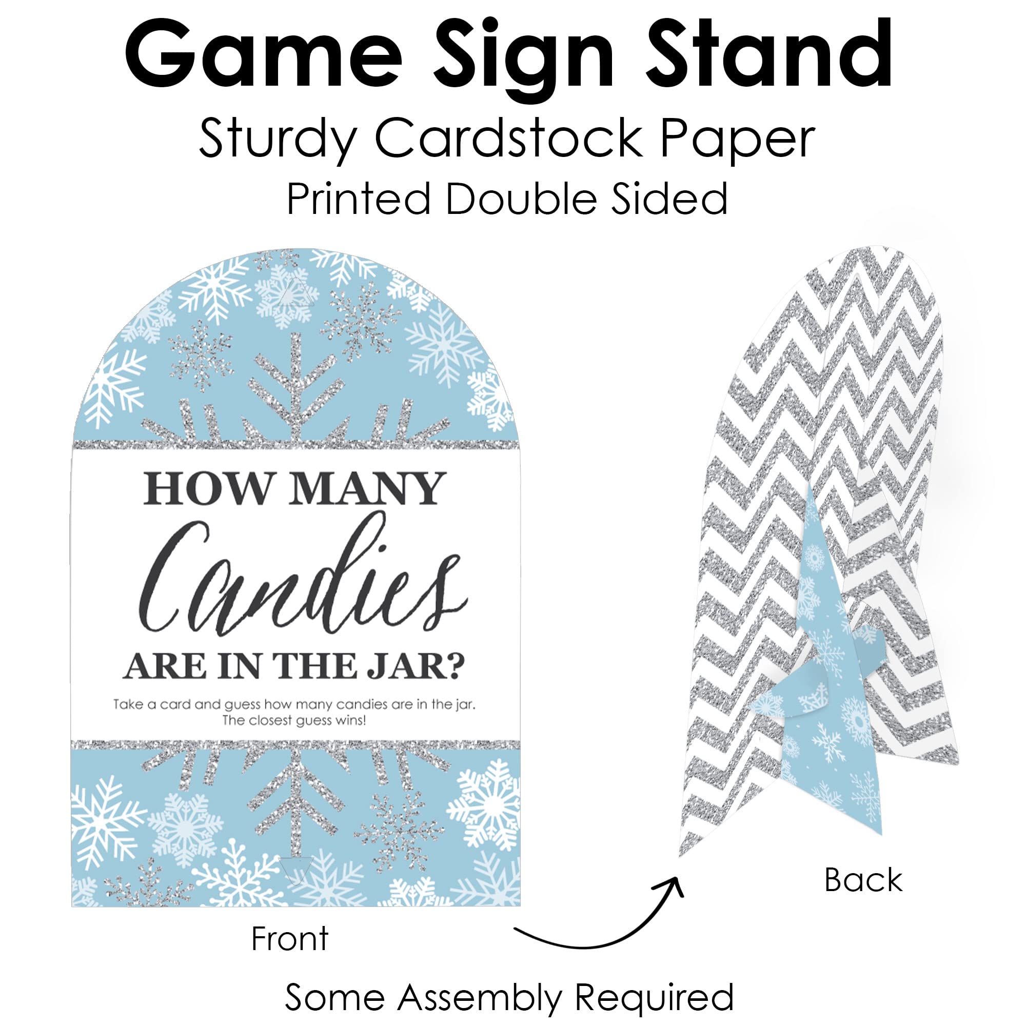 Big Dot Of Happiness Winter Wonderland - How Many Candies Snowflake Holiday Party And Winter Wedding Game - 1 Stand And 40 Cards