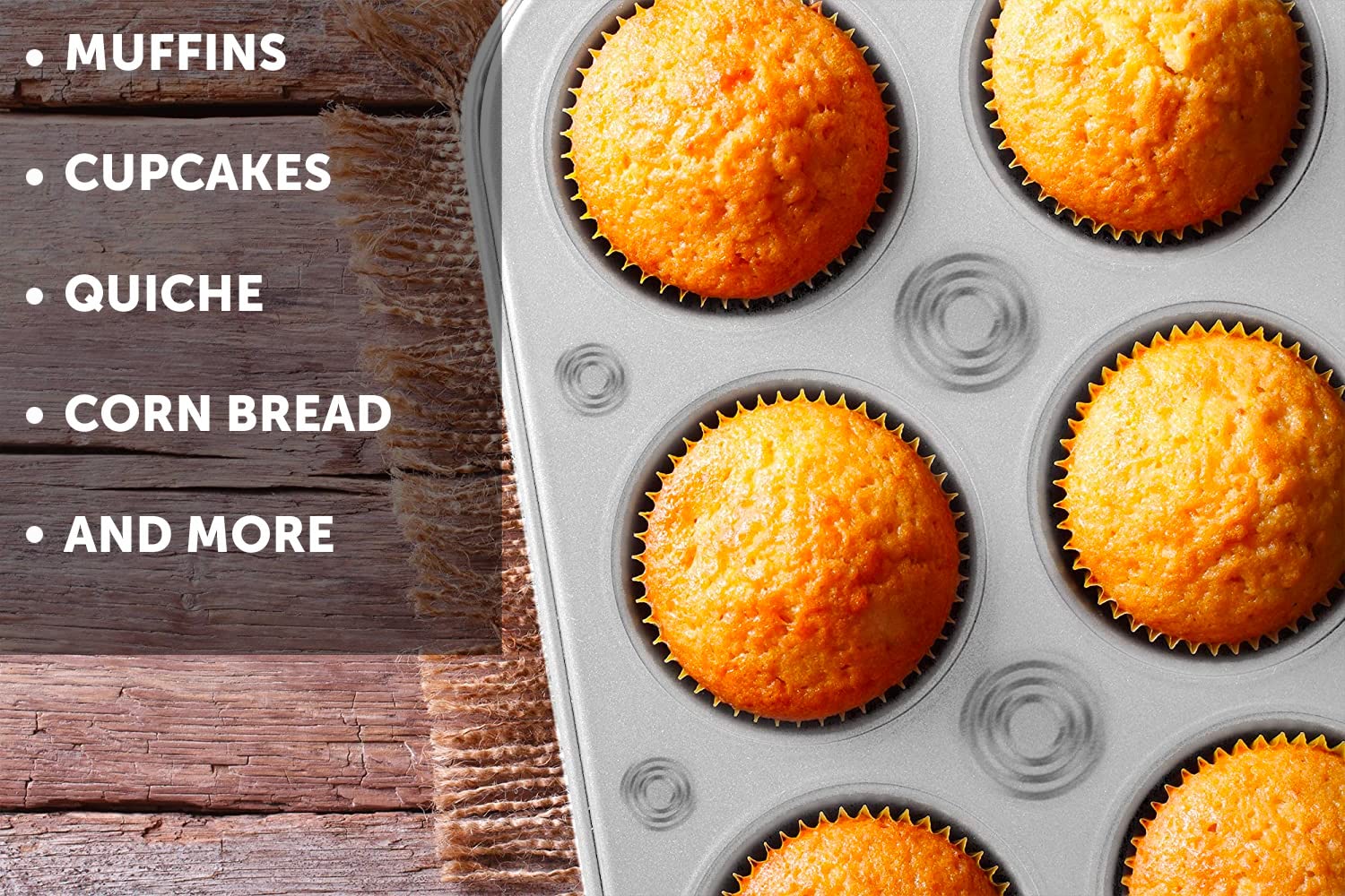 Decorrack 2 Pack Non-Stick Muffin Pans, 6-Cup, Bakeware For Baking Cupcakes (Pack Of 2)