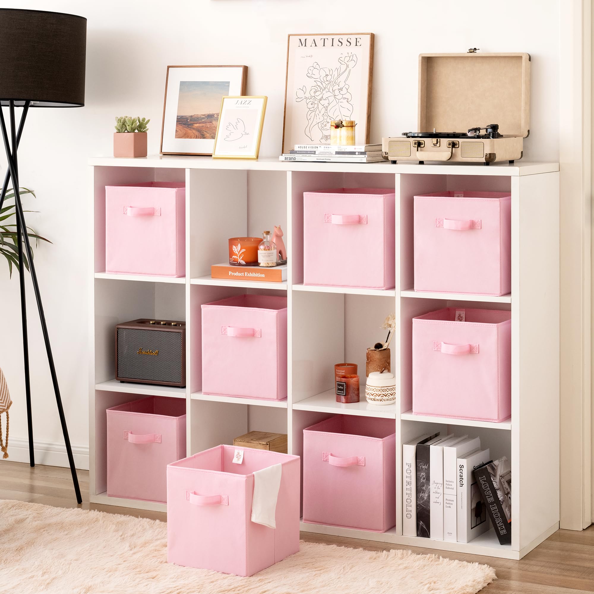 Granny Says Cube Storage Bins, 11 Inch Storage Cube Organizer, Collapsible Fabric Storage Cubes With Handle, Decorative Cube Sto