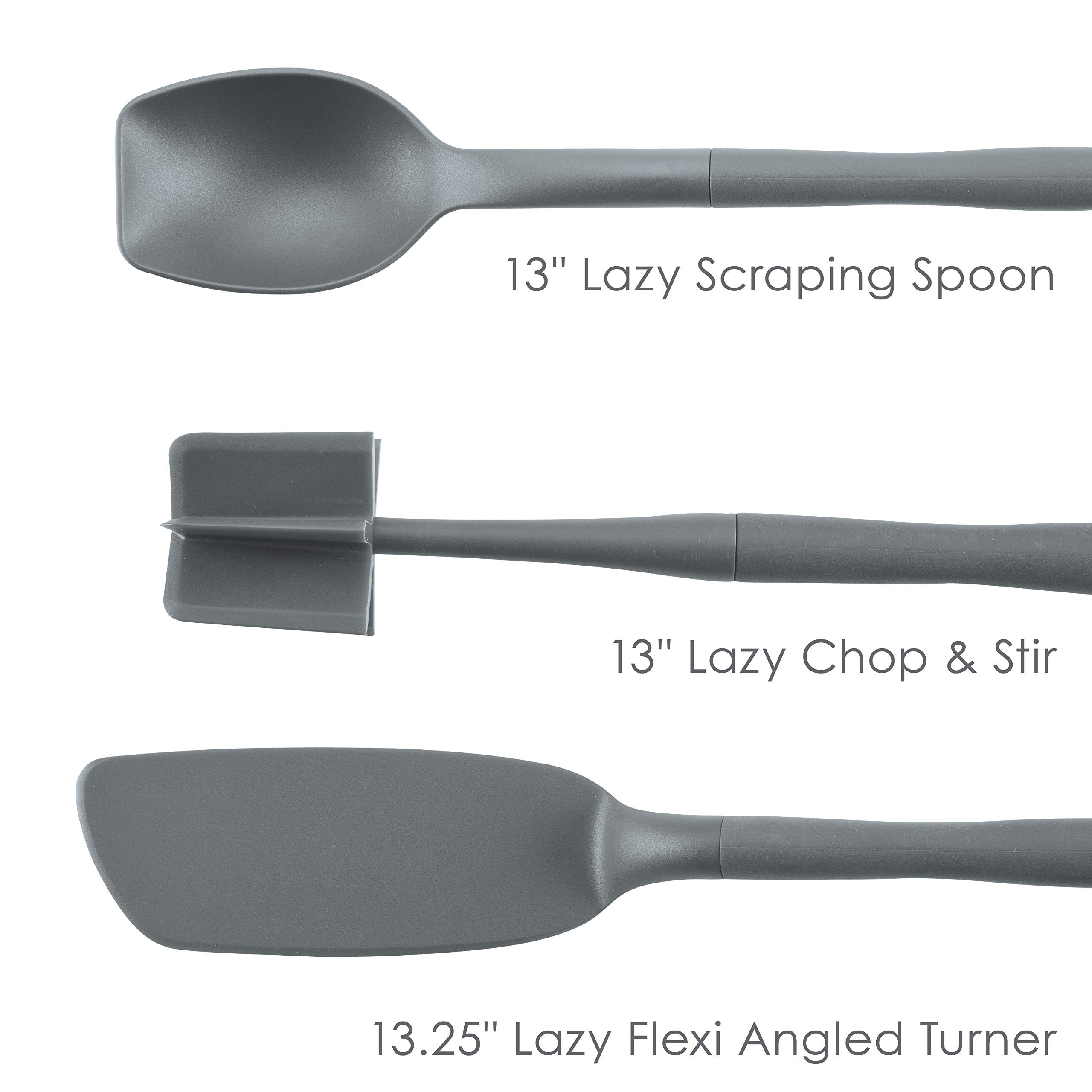 Rachael Ray Tools And Gadgets Lazy Crush & Chop, Flexi Turner, And Scraping Spoon Set / Cooking Utensils - 3 Piece, Gray