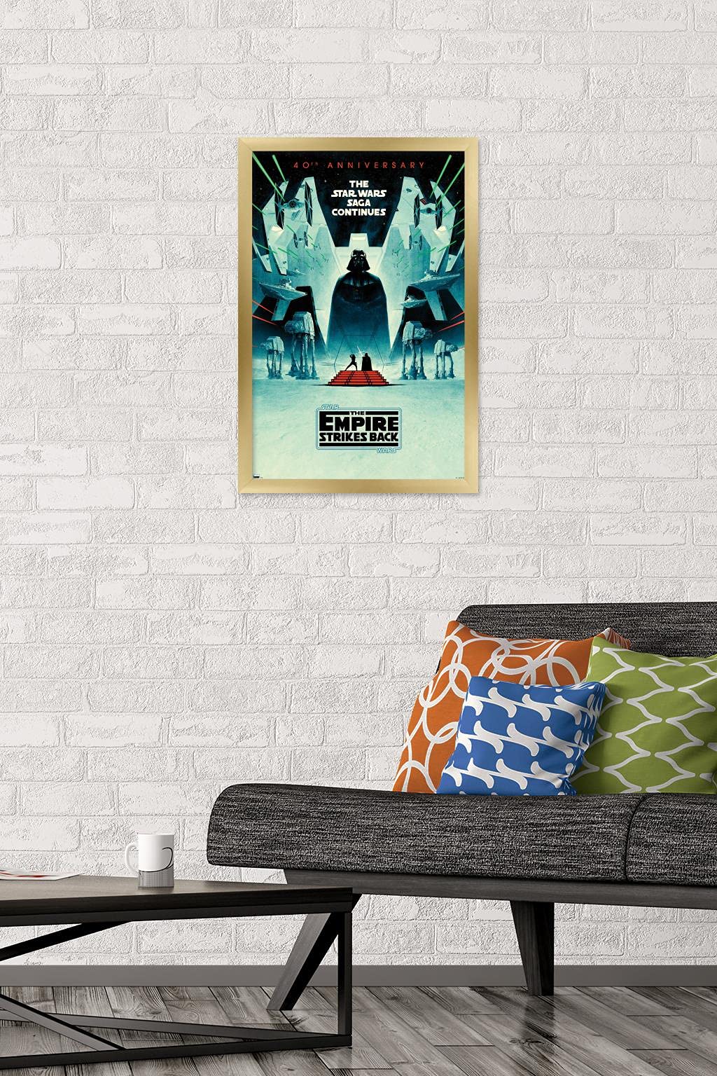 Trends International Star Wars: The Empire Strikes Back - 40Th Anniversary Wall Poster, 14.725'' X 22.375'', Gold Framed Version