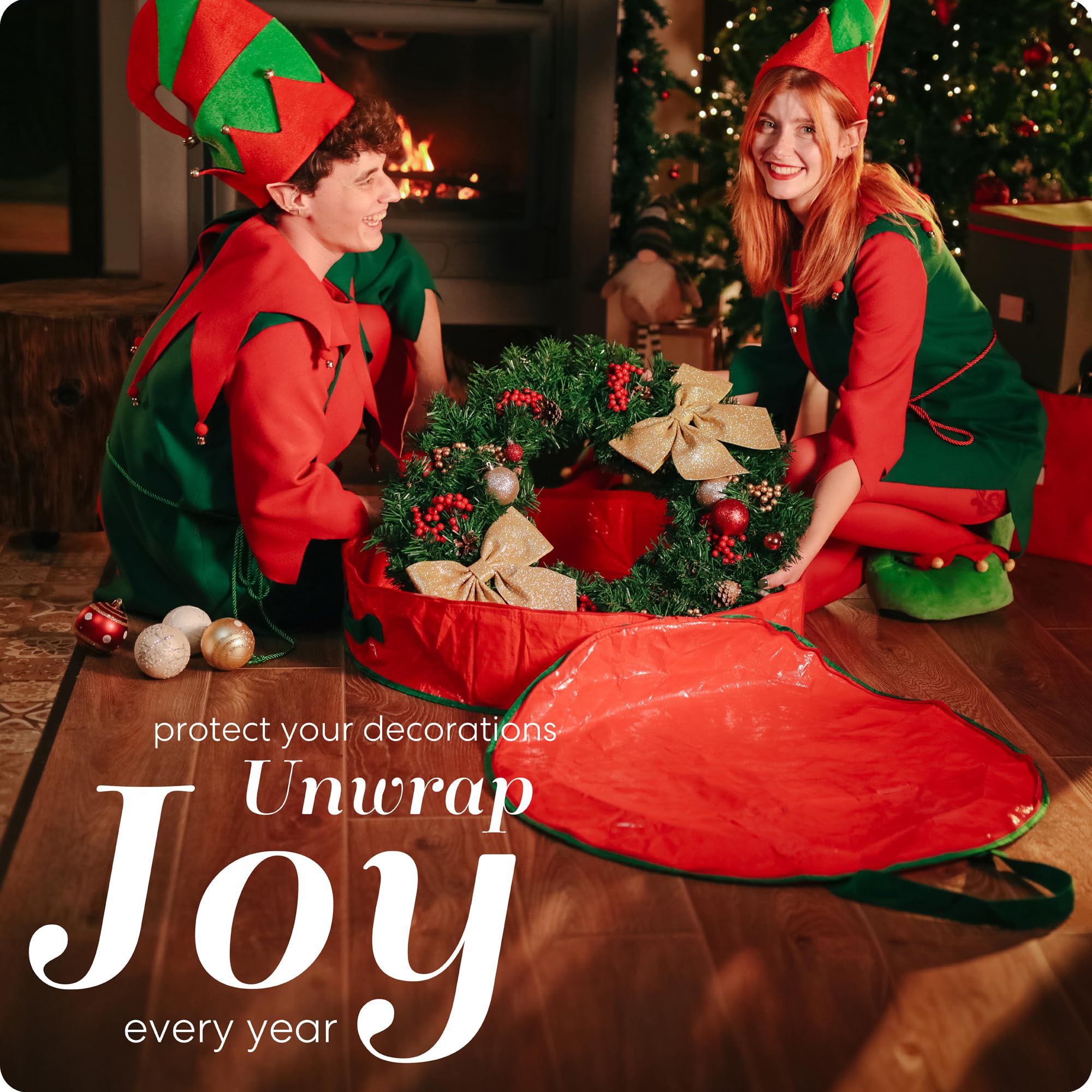 Handy Laundry, Christmas Wreath Storage Bag - Durable, Tarp Material, Zipper, Sturdy Carry Handles, Pest Protection - Ideal Home