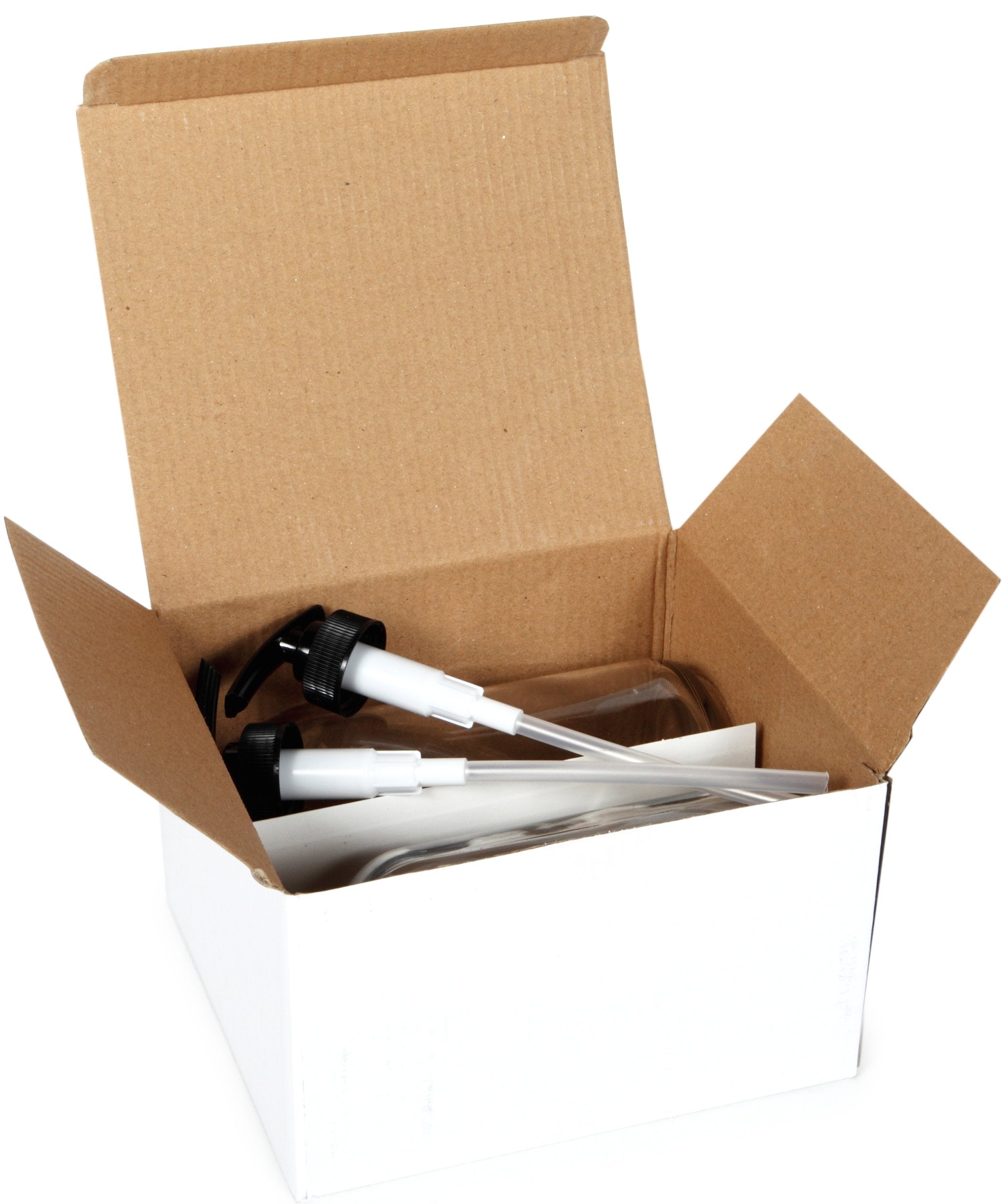 Vivaplex  2  Large  16 oz  Empty  Clear Glass Bottles with Black Lotion Pumps