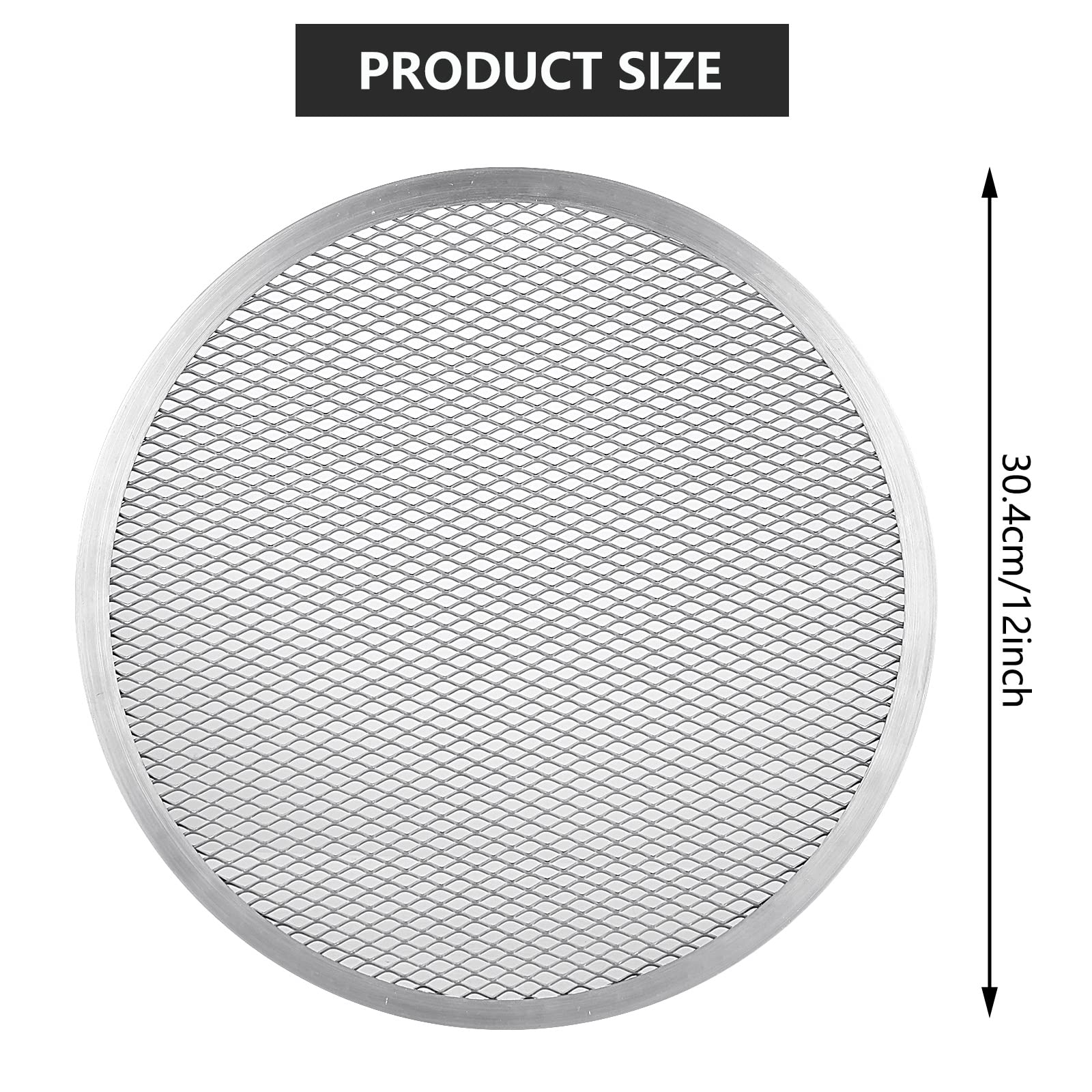 Wopplxy 3 Pcs 12 Inch Pizza Screen, Restaurant-Grade Aluminum Alloy Pizza Baking Screen, Seamless Round Pizza Screen Non Stick M