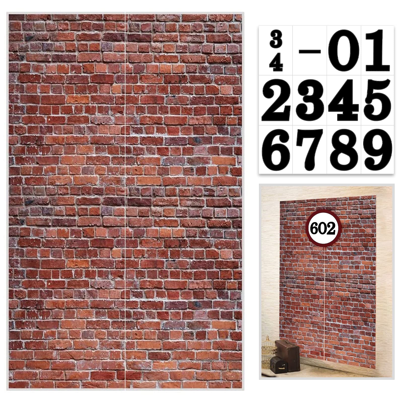 Brick Wall Party Backdrop, Wall Decoration, Curtains Door, Old Red Brick Wall Party Backdrop, Holiday Party Supplies Christmas H