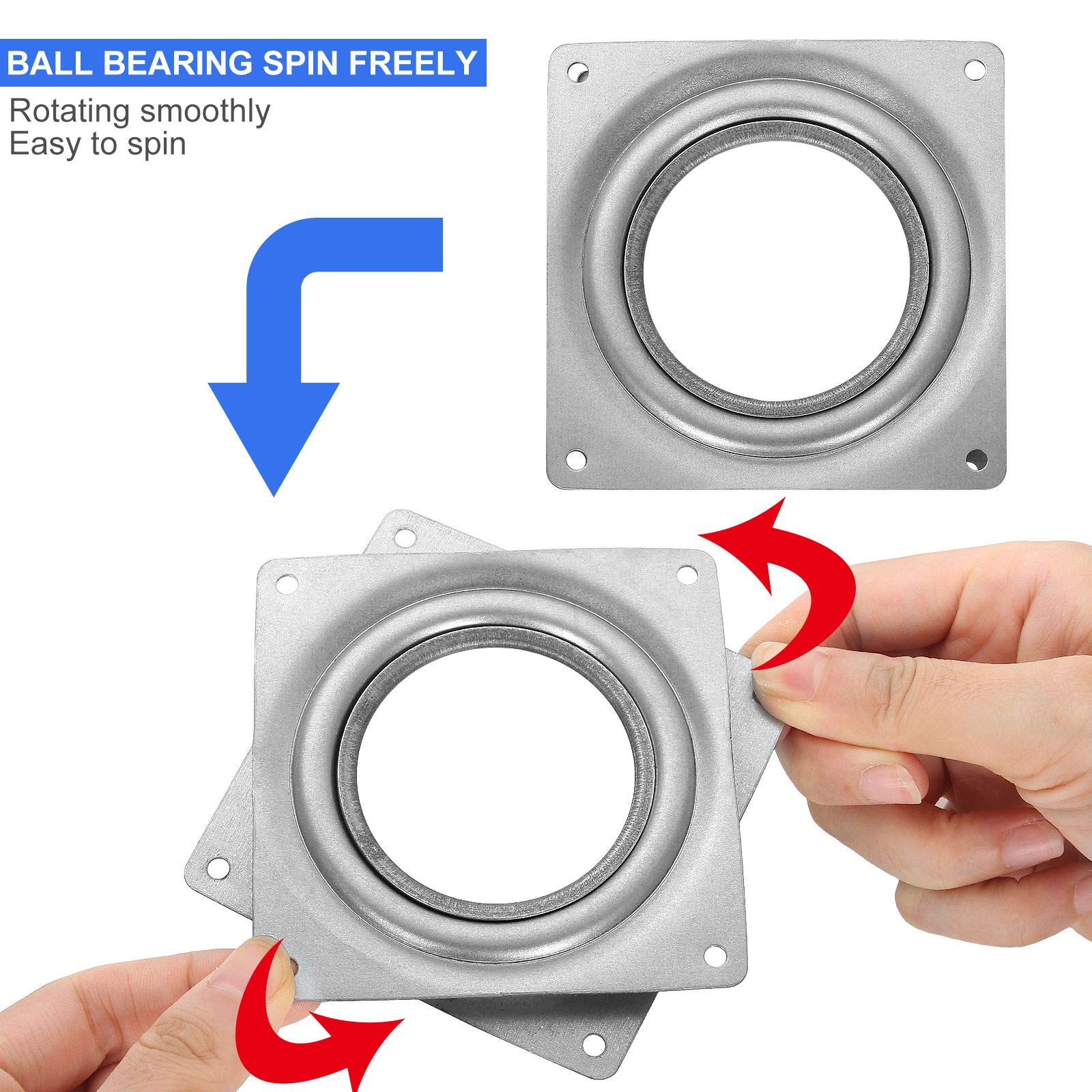 Akoalfe 16Pack Lazy Susan Turntable Bearings, 4   Square Rotating Plate, 300Lbs Capacity 5/16   Thick Swivel Plate For Diy Lazy