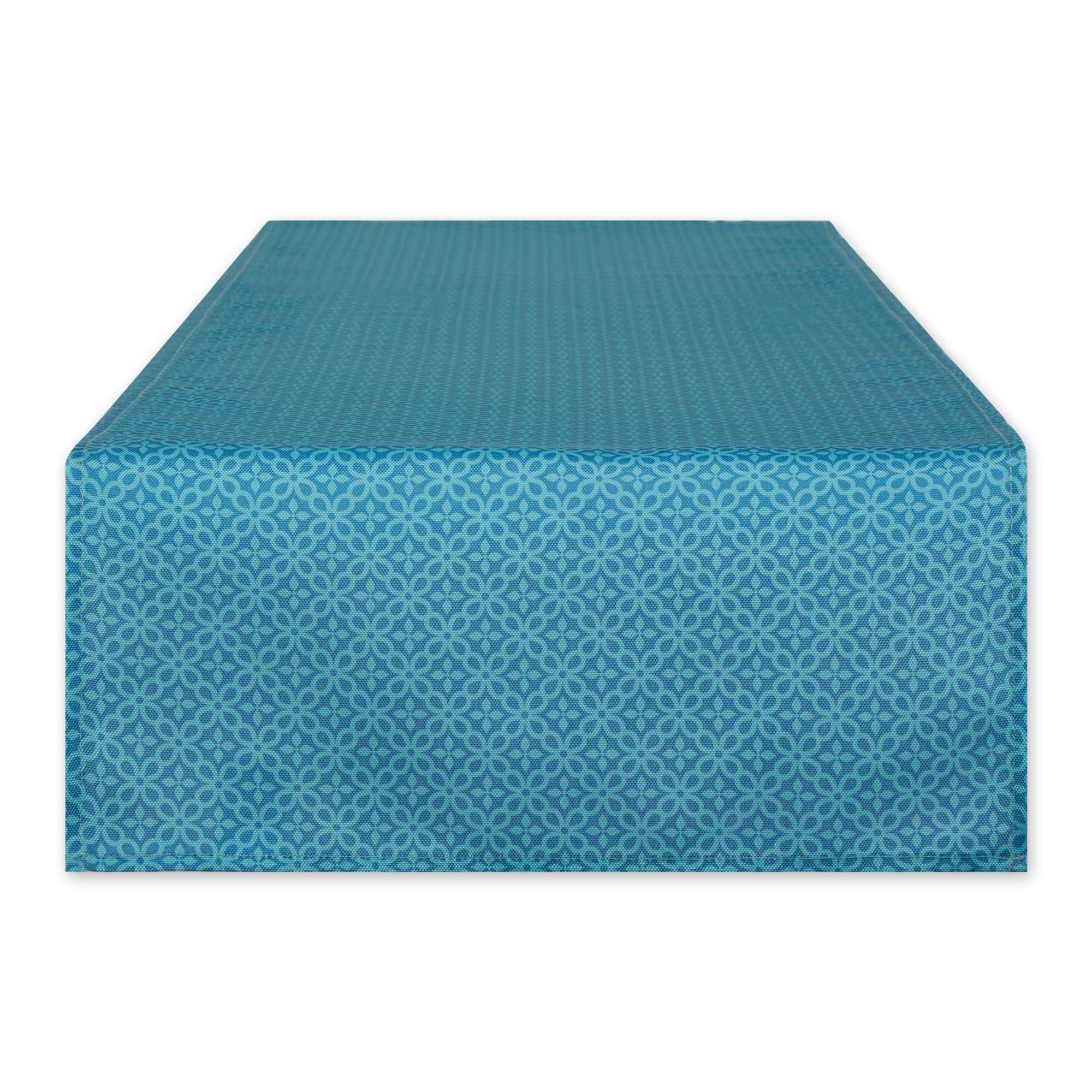 STORM BLUE TONAL LATTICE PRINT OUTDOOR TABLE RUNNER 14x72