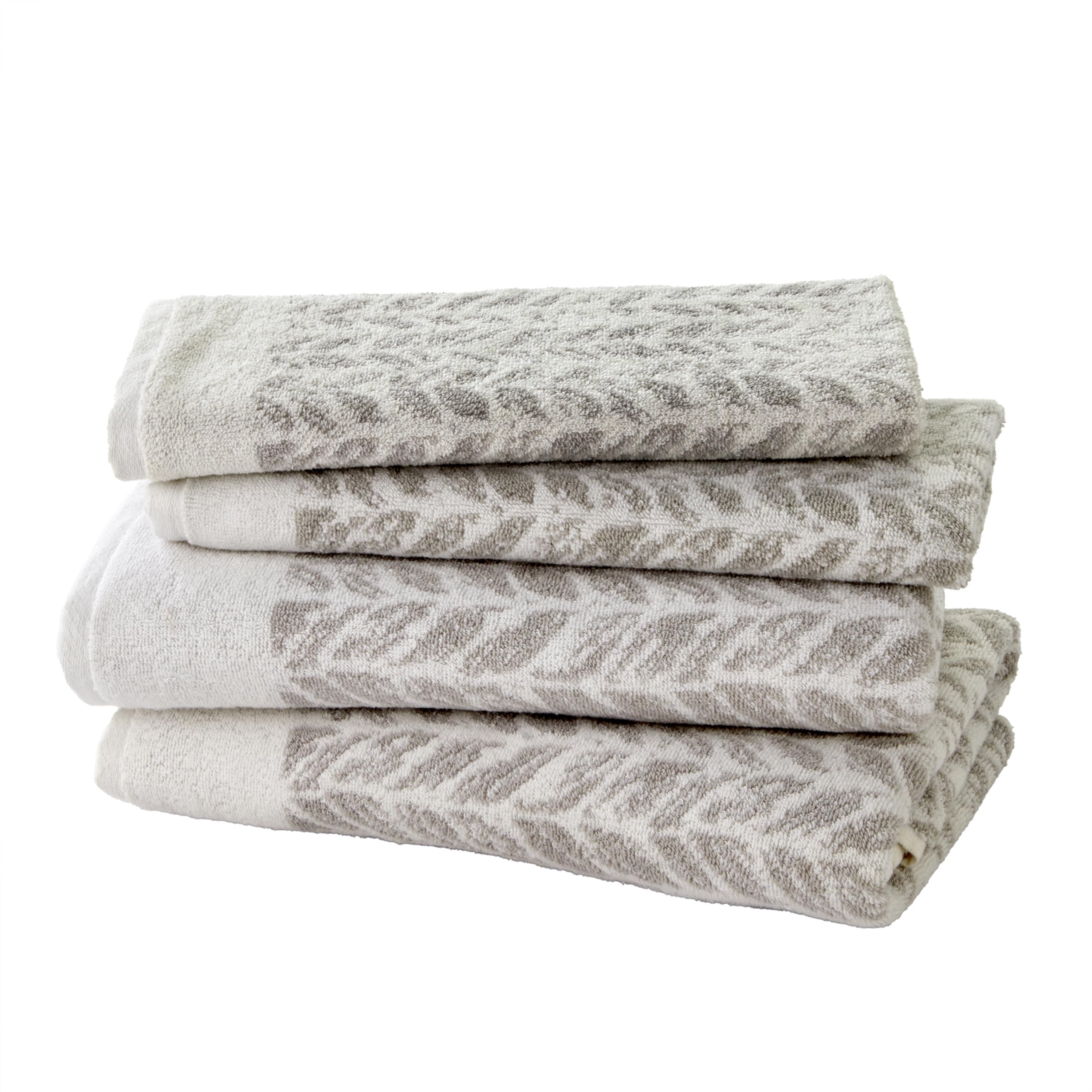 Skl Home Distressed Leaves 2 Bath, 2 Hand Towel Set, Gray